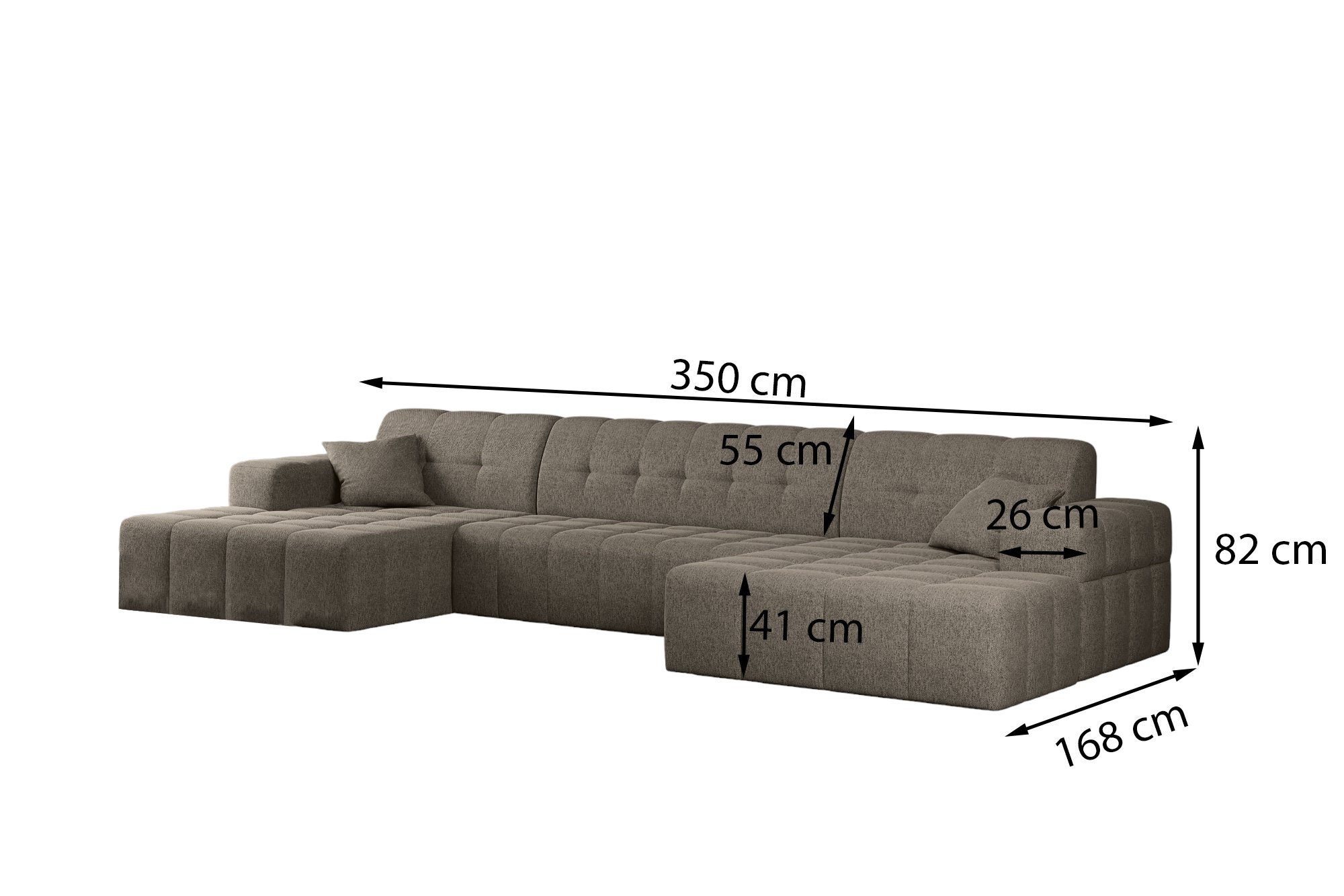 Fun Möbel Wohnlandschaft Sofa U-Form NANCY in Chenillestoff Perfect Harmony, inkl. 2 Zierkissen, Rundumbezug