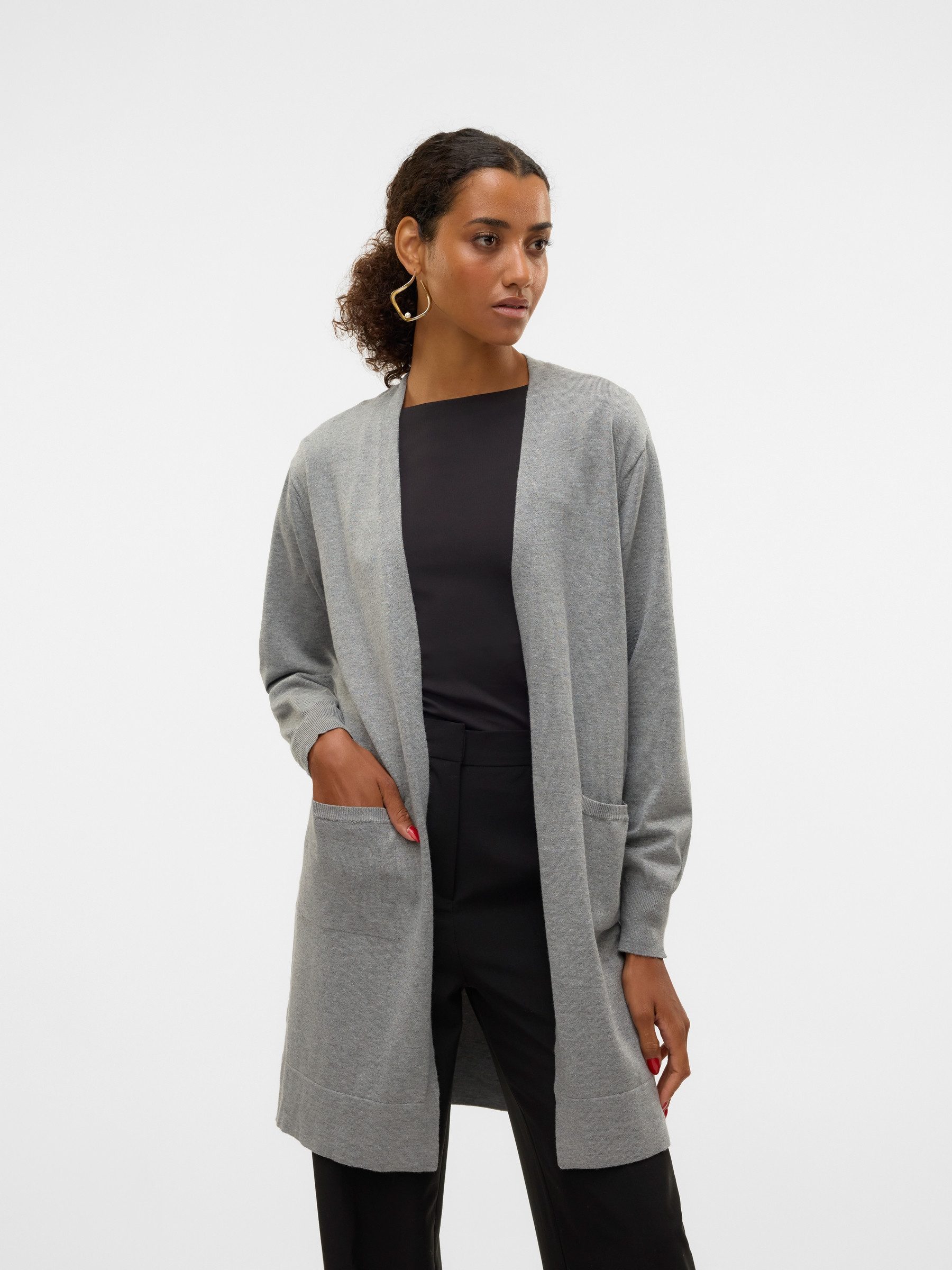 Vero Moda Cardigan Cardigan lange Strickjacke loose fit VMSILJE LS OPEN CAR günstig online kaufen