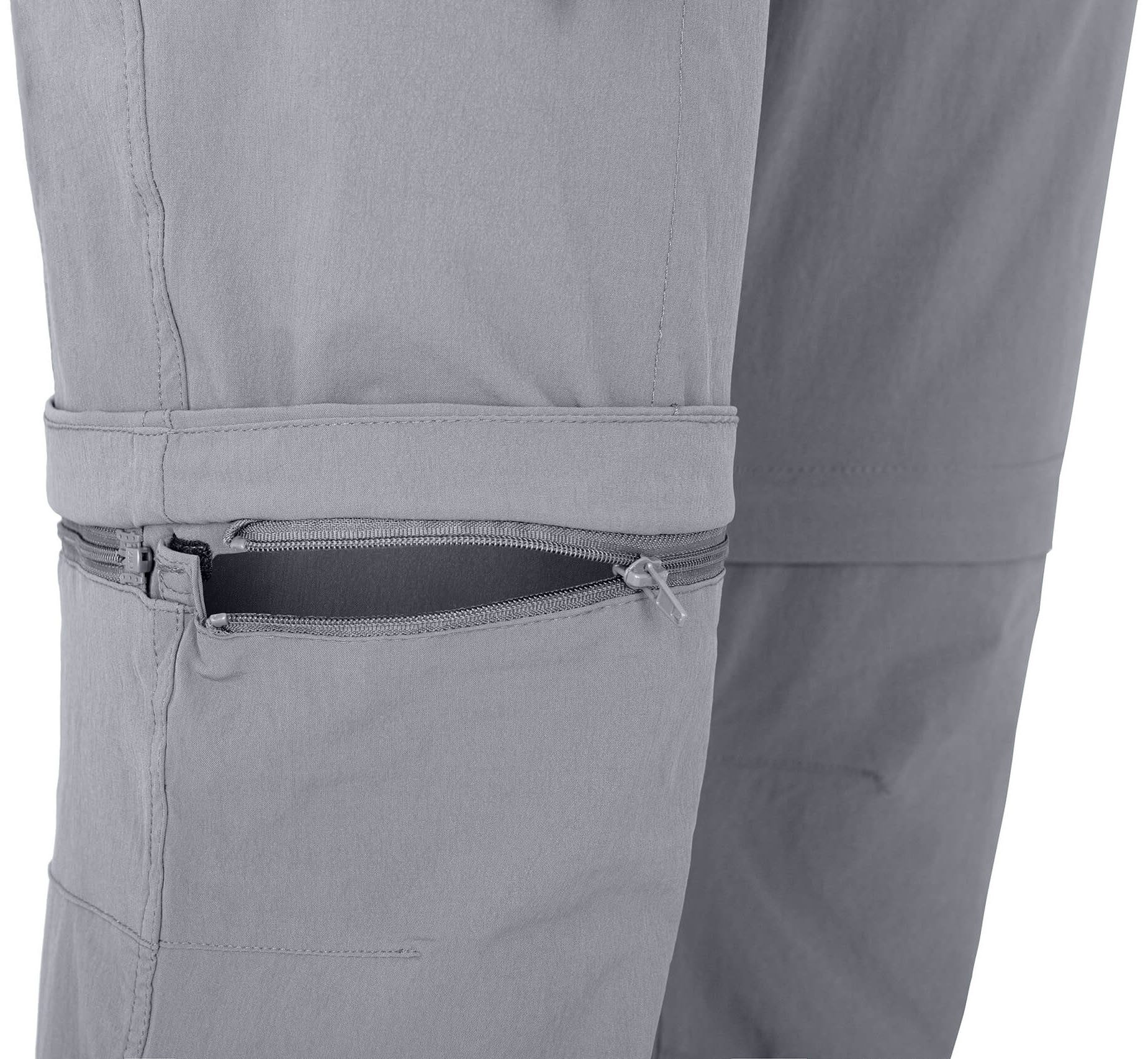 Bergson Outdoorhose QUEENSLAND Doppel Zipp-Off mit T-ZIPP Herren Wanderhose, vielseitig, pflegeleicht, Kurzgrößen, hellgrau