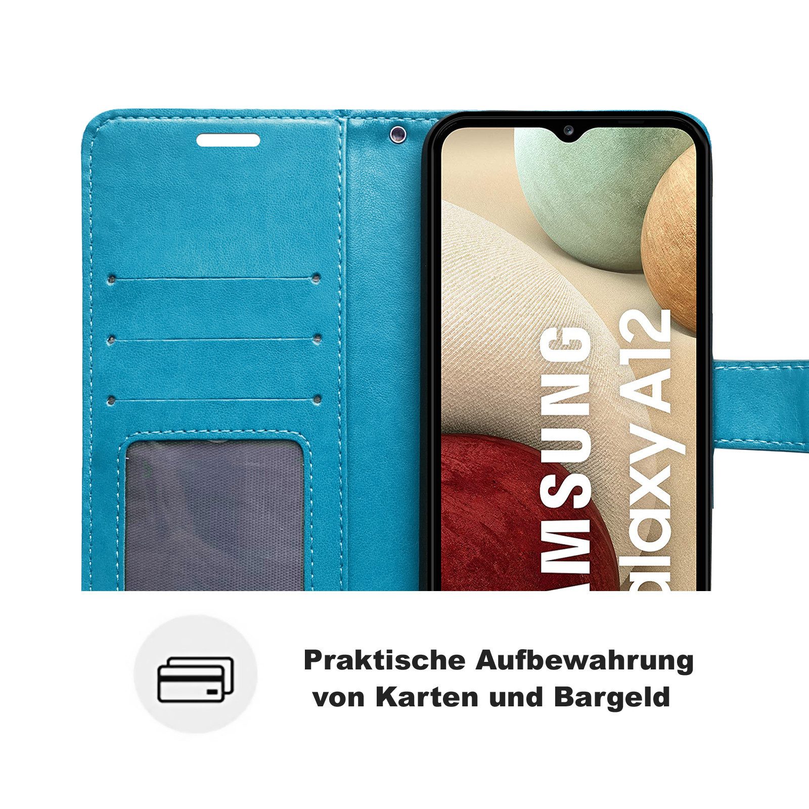betterfon Handyhülle Handytasche für Samsung Galaxy A12 / M12 Klapphülle, Wallet Case mit Kartenfächern Magnetverschluss und weicher Innenhülle – Bild 5 von 5