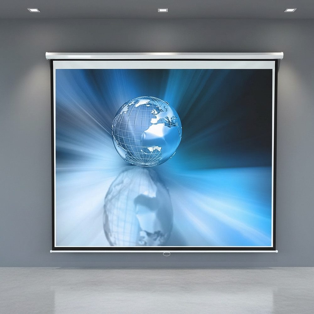 Mucola Leinwand Beamerleinwand Rolloleinwand Heimkino Beamer Projektor Leinwand HDTV, HDTV tauglich, Leinwandgröße: 152 cm x 152 cm