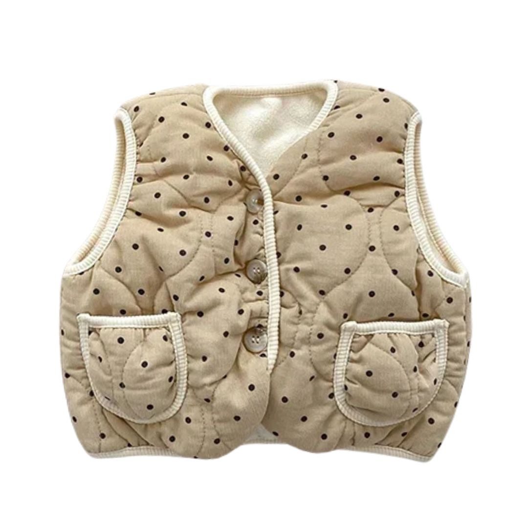 suebidou Steppweste Süße Baby und Kinder Weste 'Polka Dots' beige (bequeme Passform) nachhaltig, kreativ