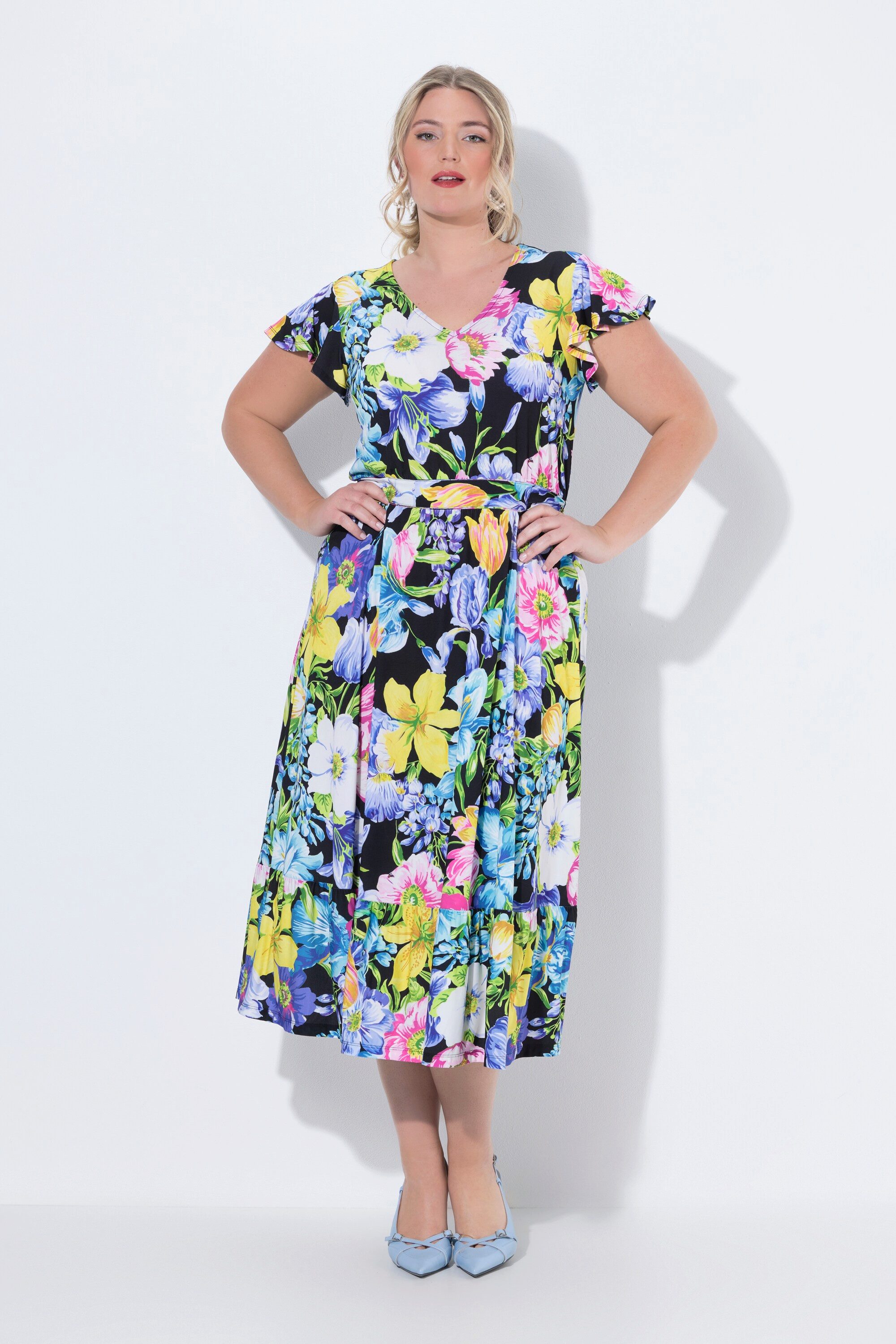 MIAMODA Jerseykleid Jerseykleid lange A-Linie Blumenmuster
