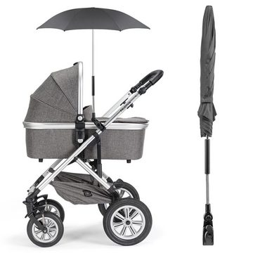 Zamboo Kinderwagenschirm Universal - Schwarz, Sonnenschirm Sonnenschutz für Kinderwagen & Buggy - UV Schutz 50+