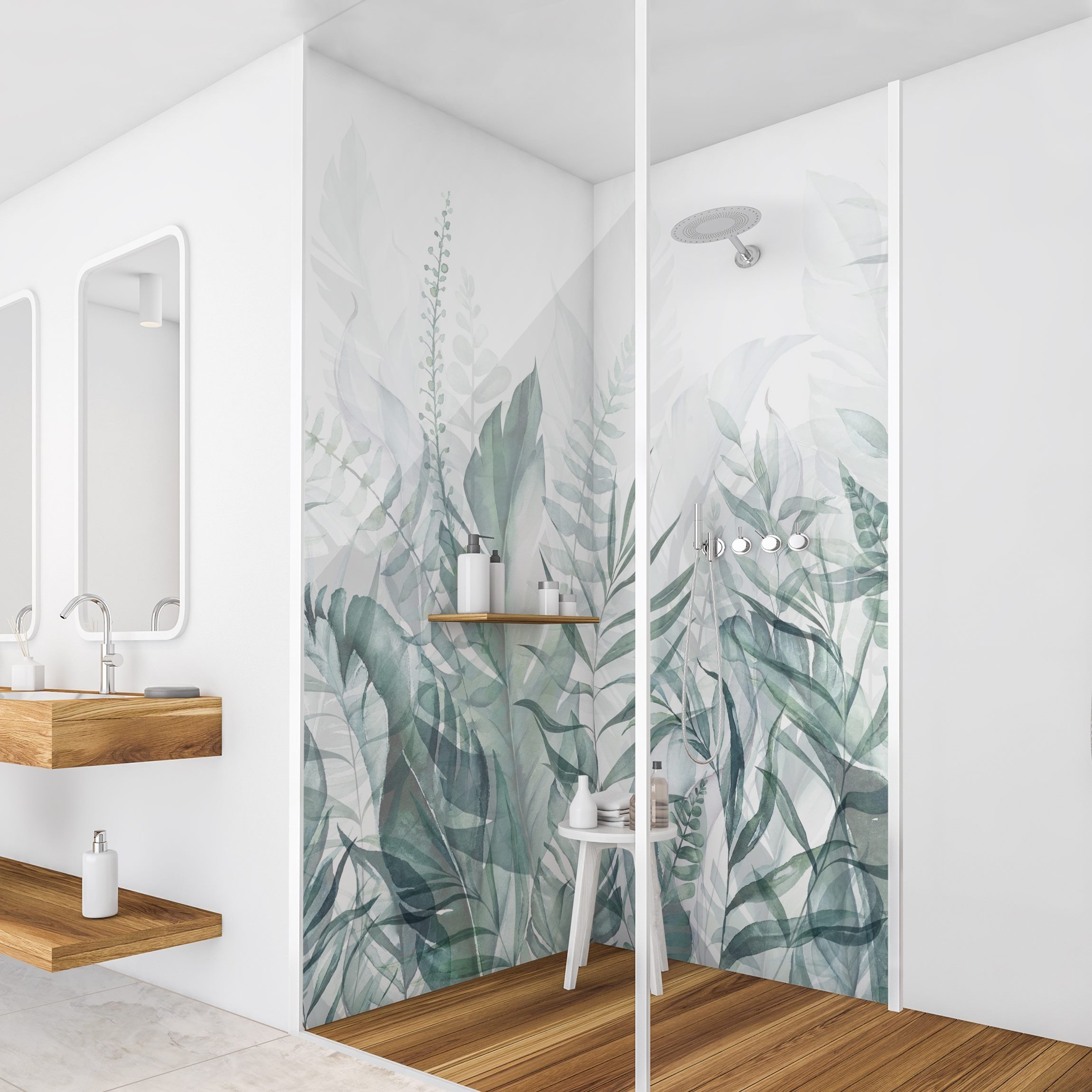 Bilderdepot24 Duschrückwand Aquarell grün Duschrückwand ohne Bohren Dusche günstig online kaufen