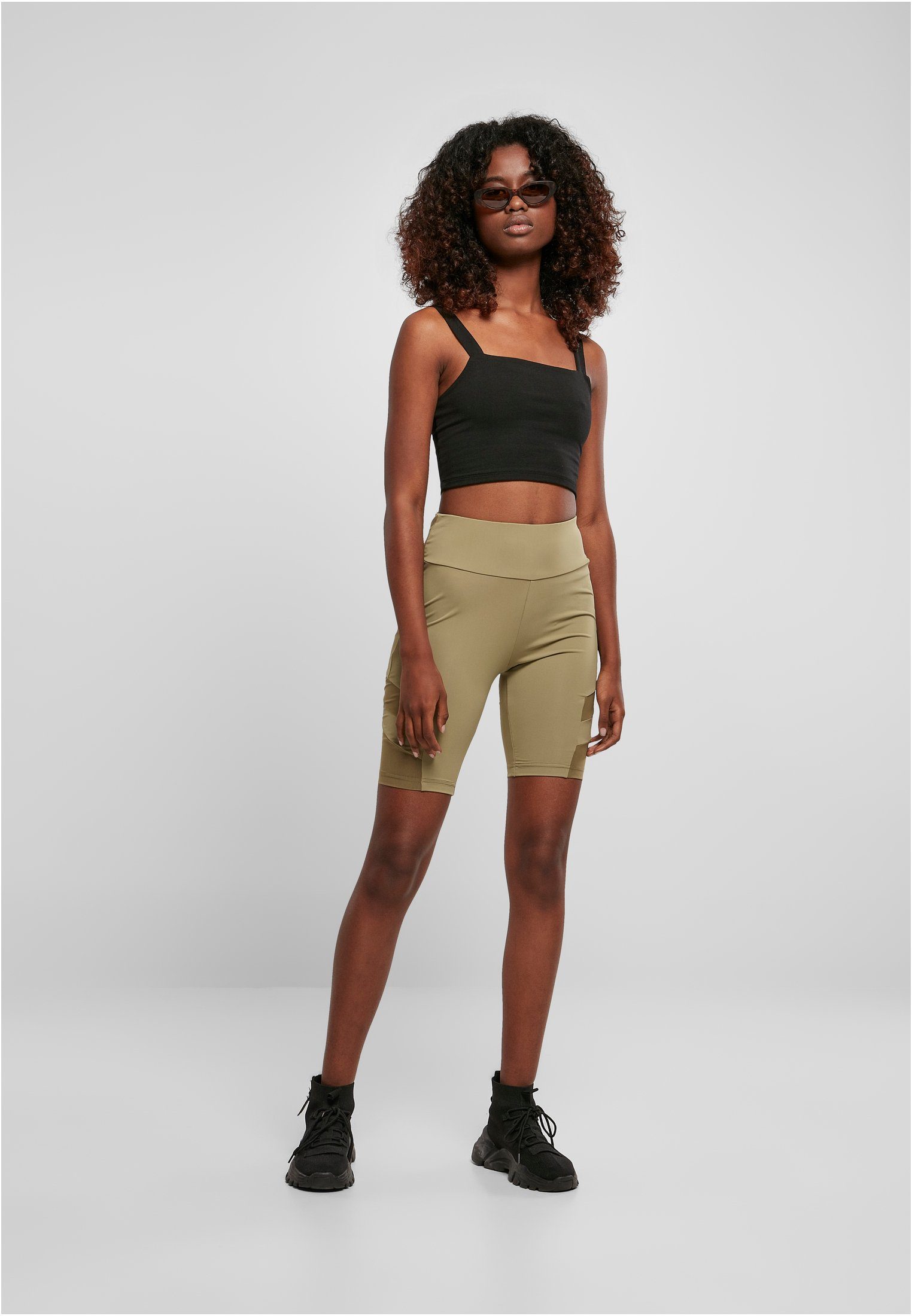 CLASSICS (1-tlg) Stoffhose Shorts Damen URBAN Mesh Cycle Waist Tech High khaki Ladies