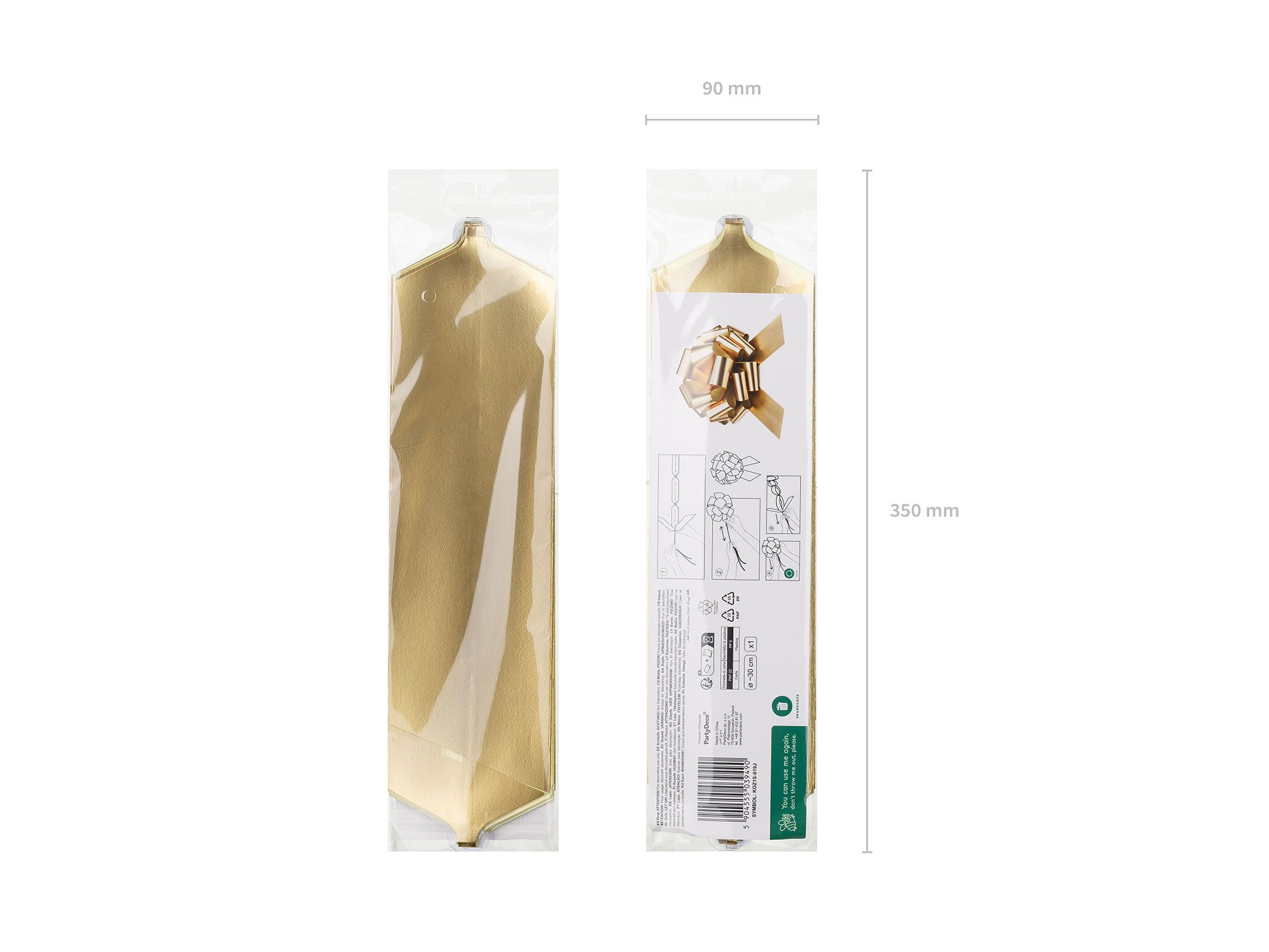 partydeco Geschenkband, Geschenkschleife 30cm Ziehschleife wasserfest & wetterfest Gold