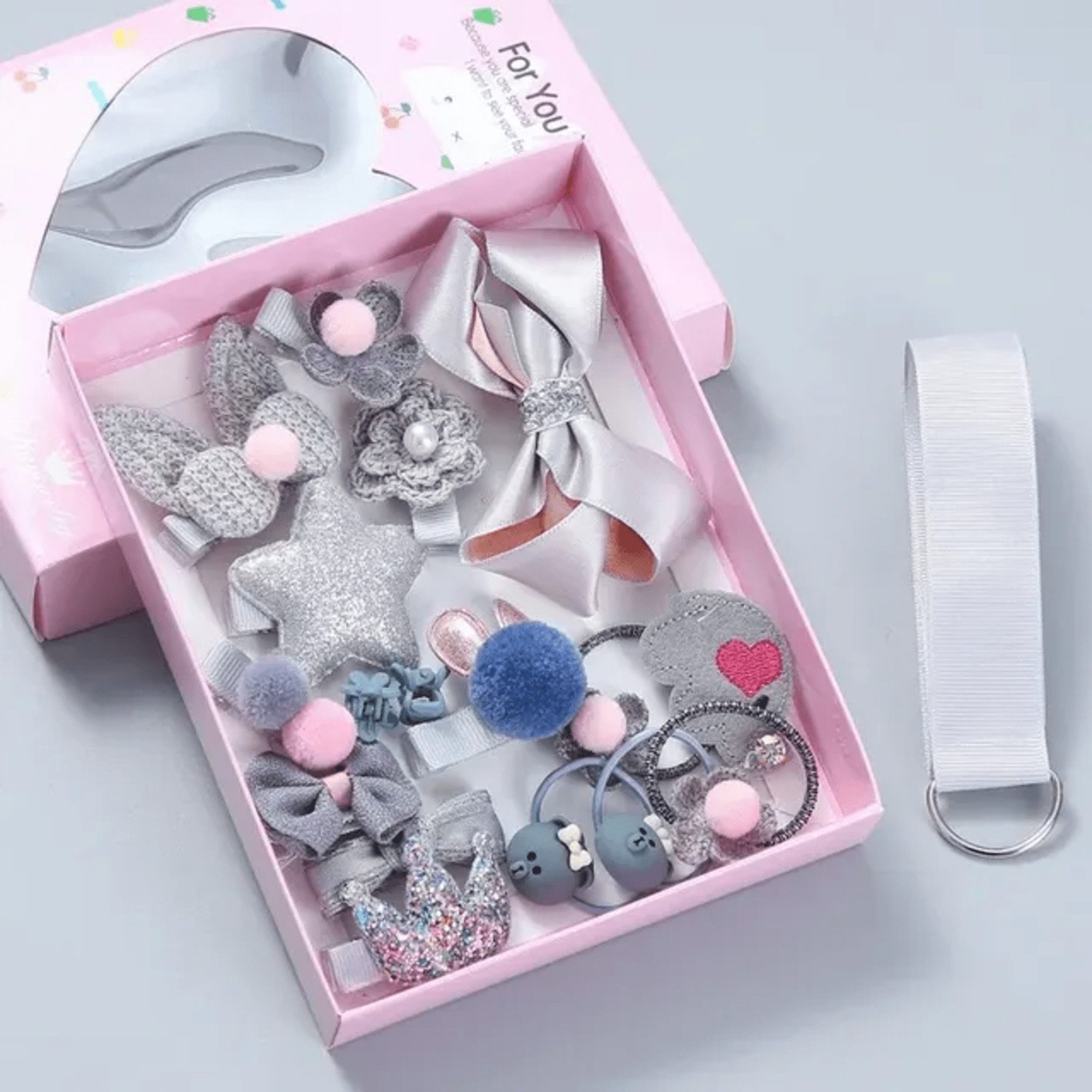 Montegoni Haarspange 18er-Set Haarspangen für Mädchen, Baby-Haarspangen-Set, süße Schleifen, elastische Bänder, 18-tlg., Pferdeschwanz-Haarnadeln-Set für kleine Mädchen, perfekt für Partys, Geburtstage und ideal als Geschenk