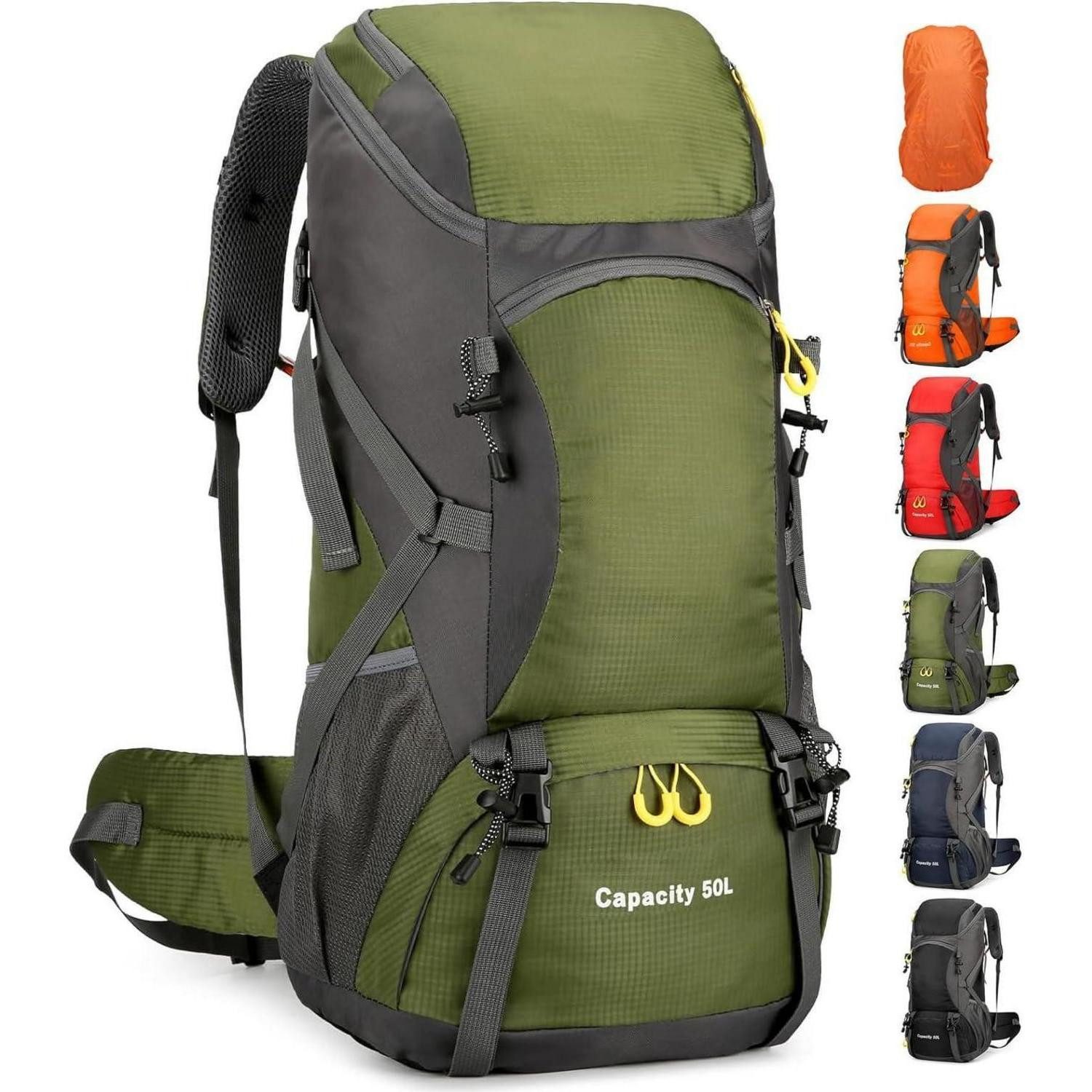 Trekkingrucksack Wanderrucksack 50L Trekkingrucksack Regenhülle Reiserucksack Braun