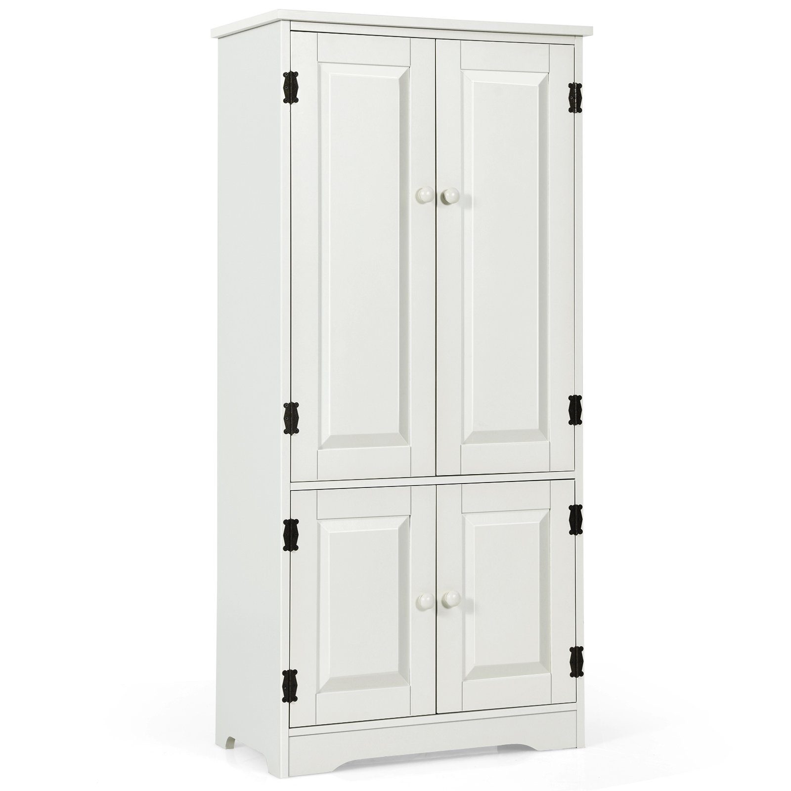 COSTWAY Mehrzweckschrank mit Türen&verstellbarem Regal, Holz, 58,5x31,5x123cm Weiß