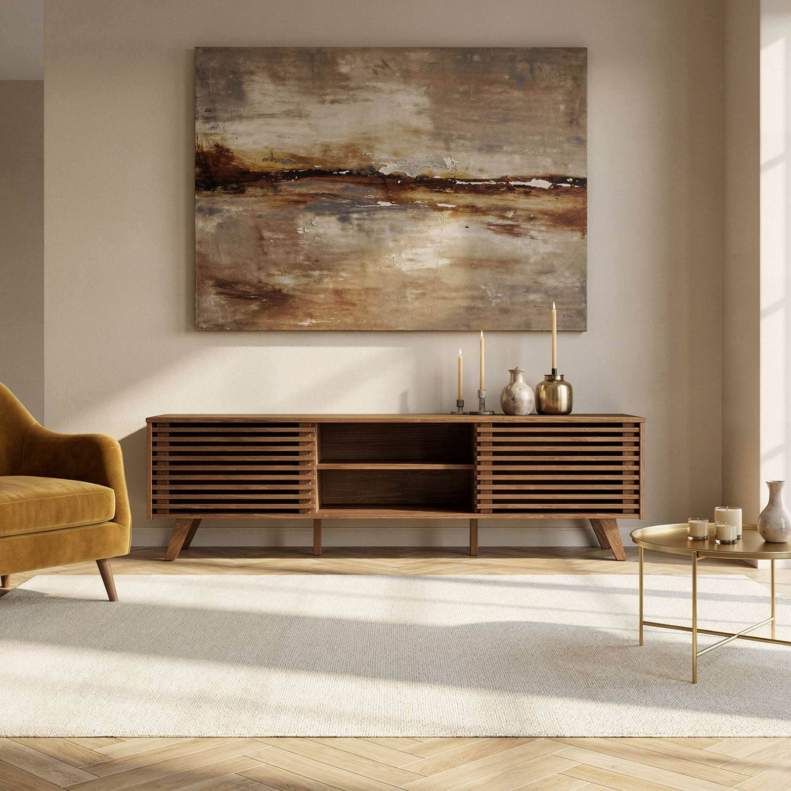 IDIMEX Lowboard RIAN, Modernes TV Möbel mit Schiebetüren Massivholz Kastani günstig online kaufen