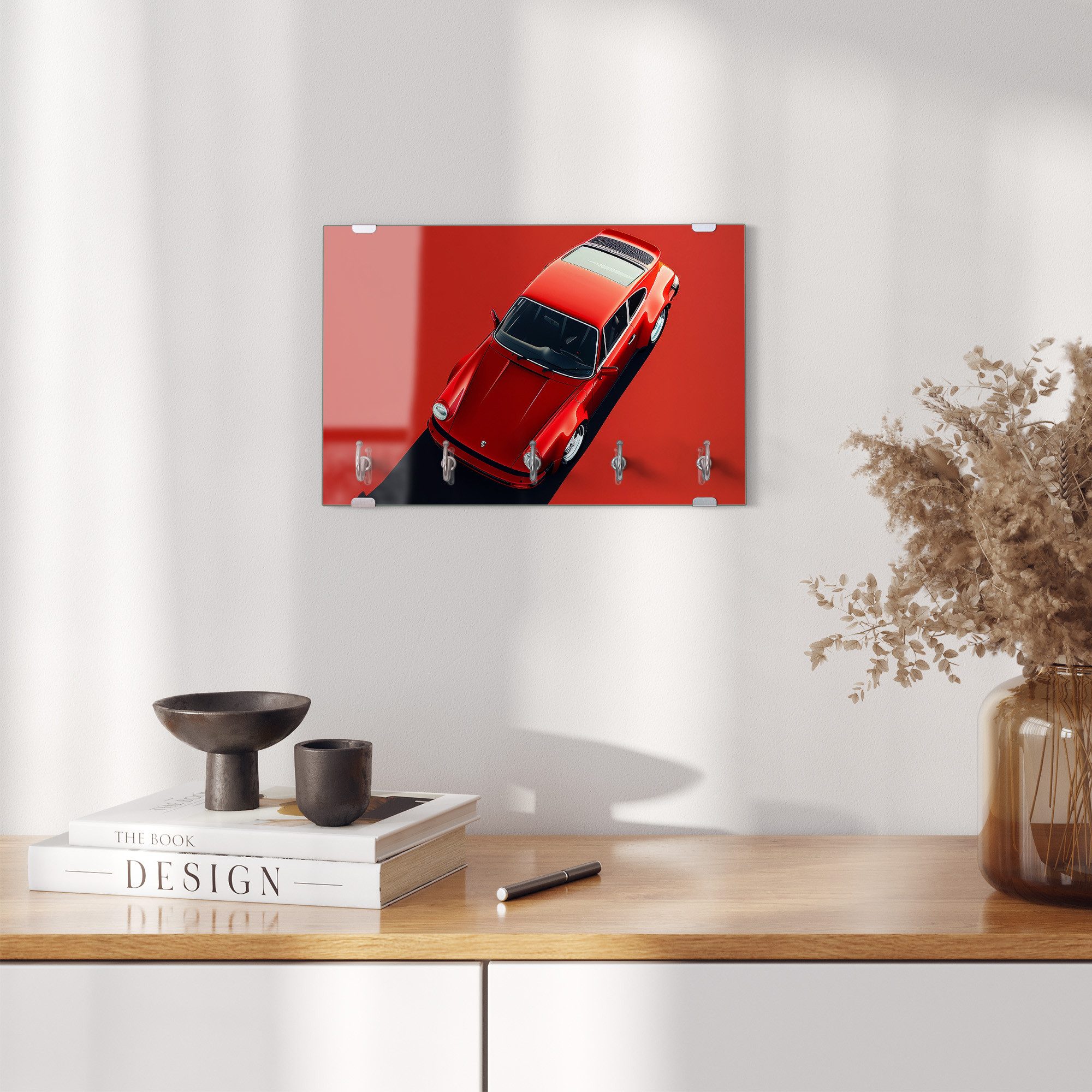 DEQORI Schlüsselbrett 'Speed in Scarlet', (1 St), Schlüsselhalter Schlüssel Haken Schlüsselboard modern Schlüsselleiste