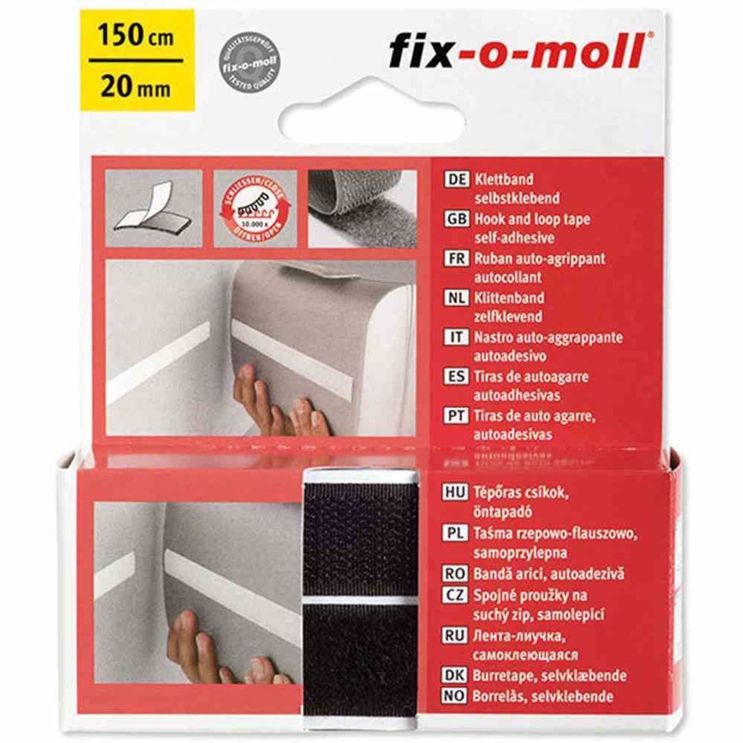 Fix-O-Moll Klebeband Klettband schwarz 150cm 20mm 20mm