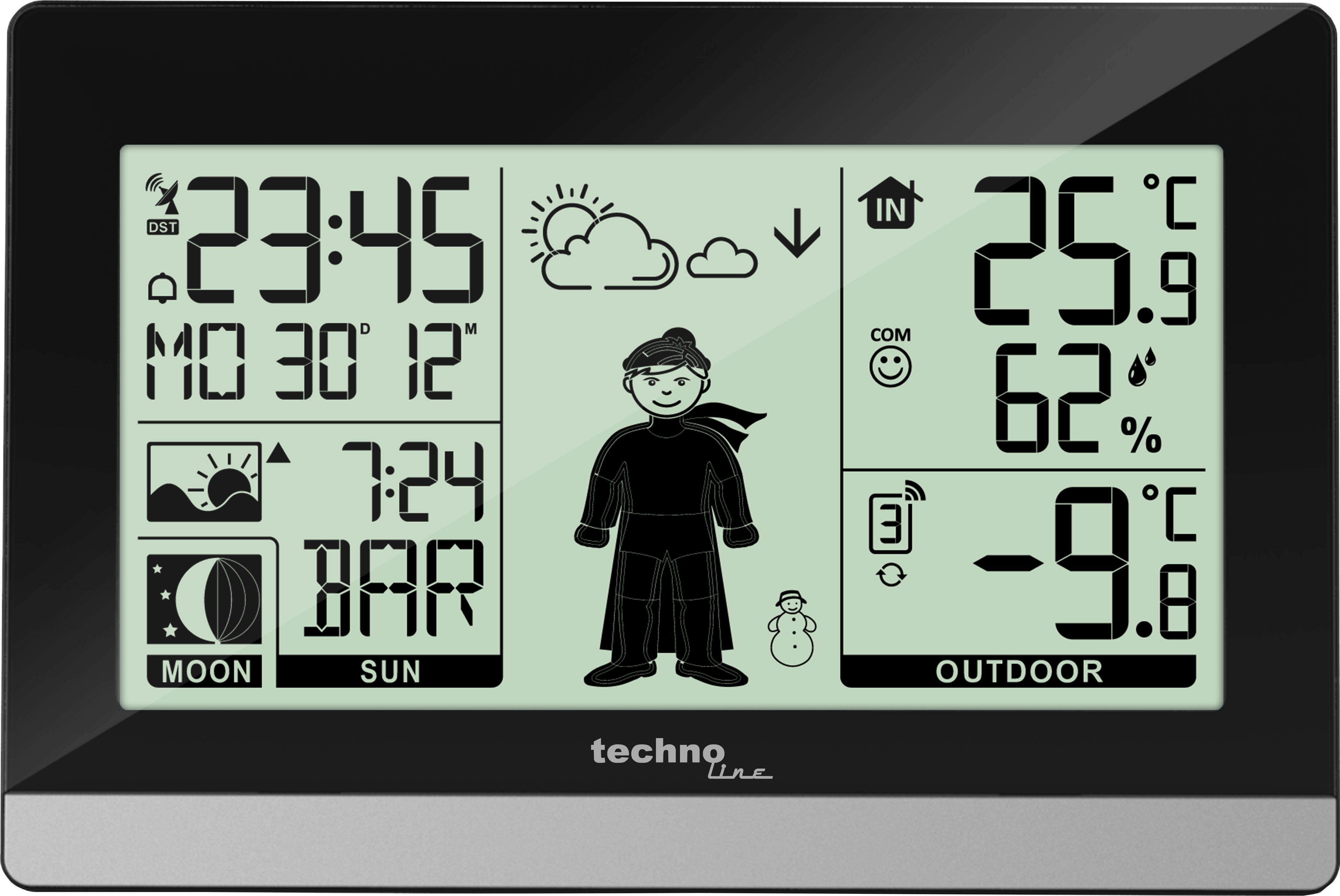 technoline WS 9612 Wetterstation (inklusive Außensender, mit "Wettermännchen“ zieht sich dem Wetter entsprechend an)