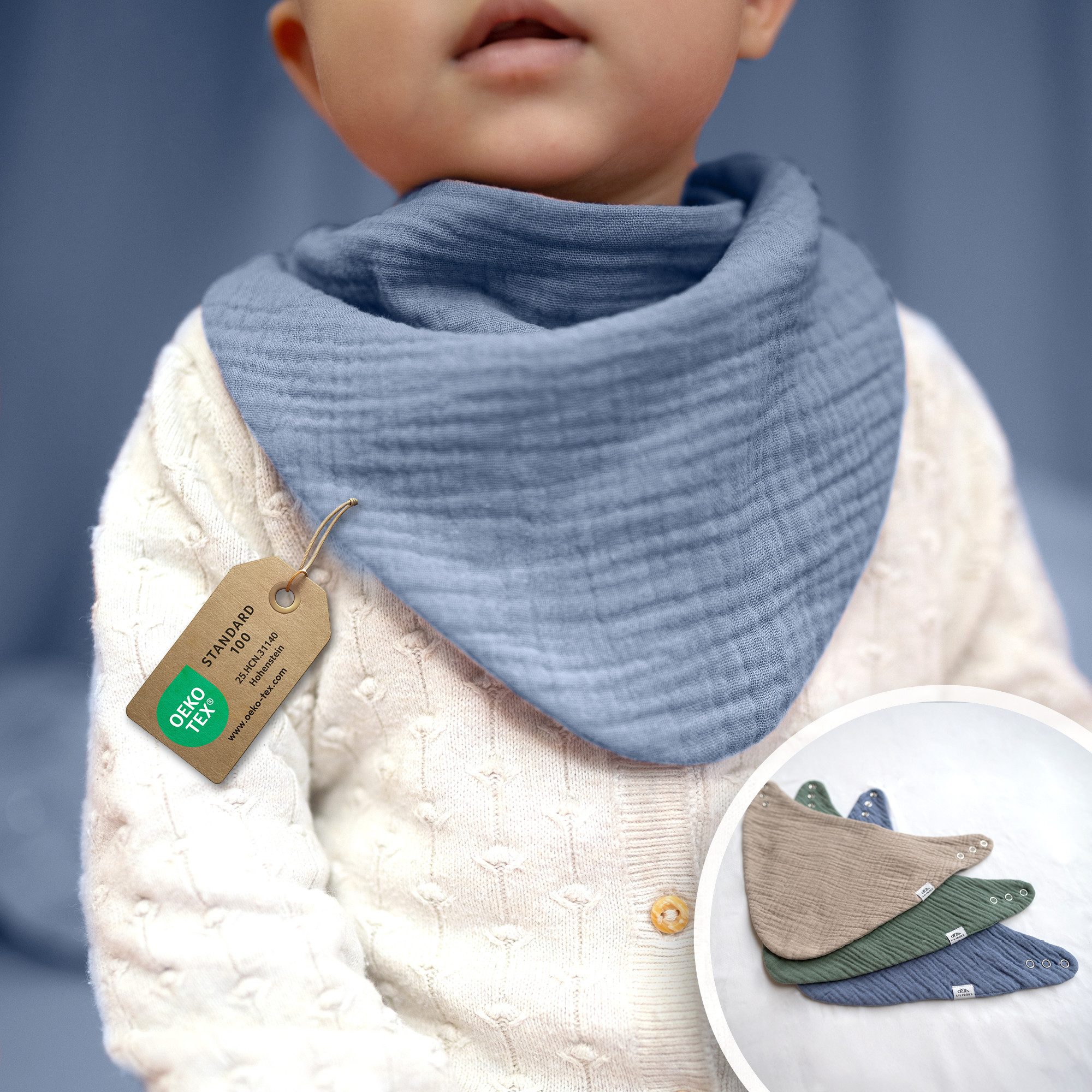 Spucktuch Musselin Dreieckstuch für Babys - Halstuch & Sabbertuch