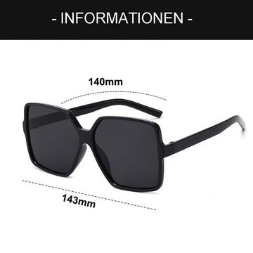 Rnemitery Sonnenbrille Retro Groß Sonnenbrille Damen Modern Fahrenbrille UV 400 Schutz