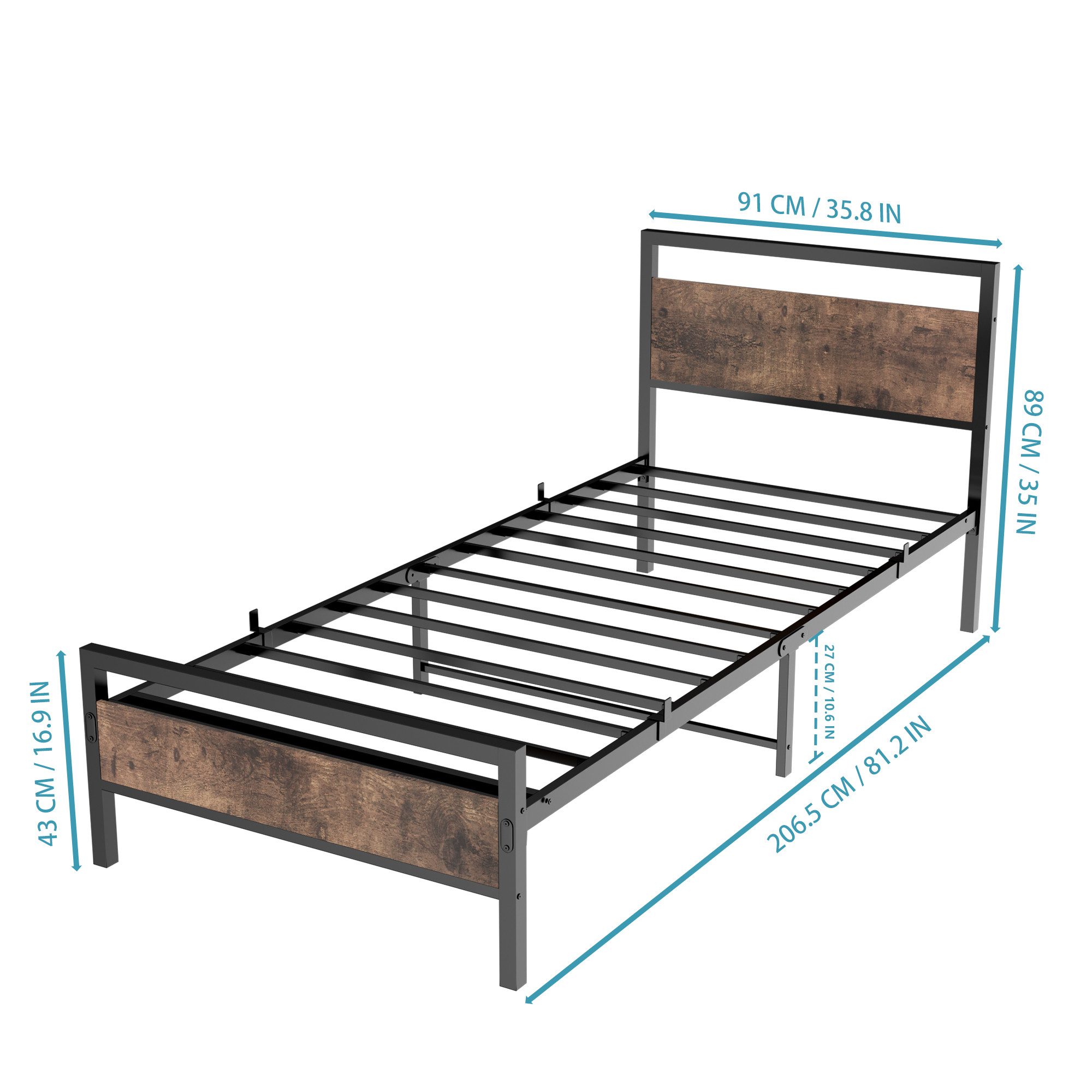 STILVORA Jugendbett Metallbett 90x200 Bettgestell mit Lattenrost,Stauraum u günstig online kaufen