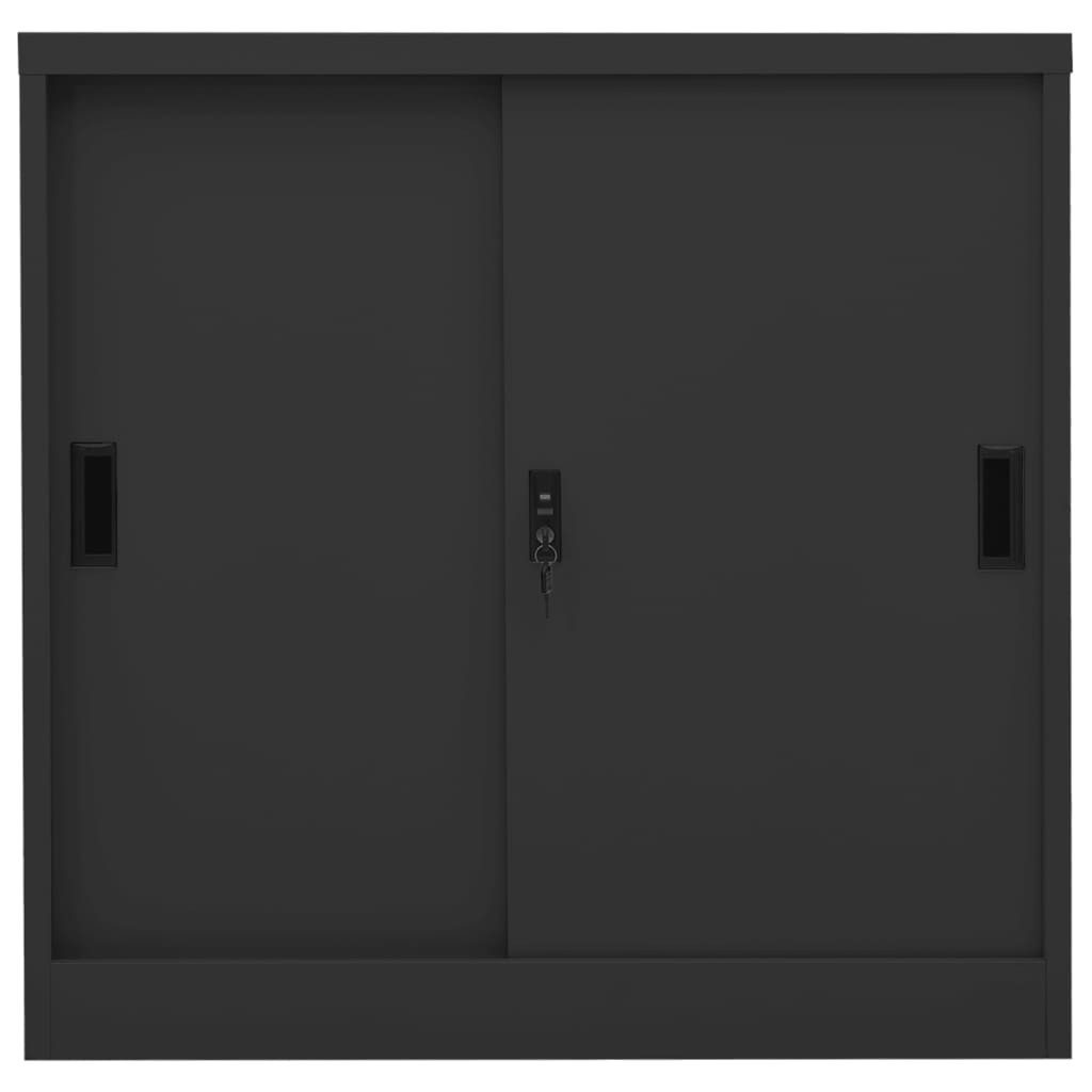 vidaXL Aktenschrank Büroschrank mit Schiebetür Anthrazit 90x40x90 cm Stahl