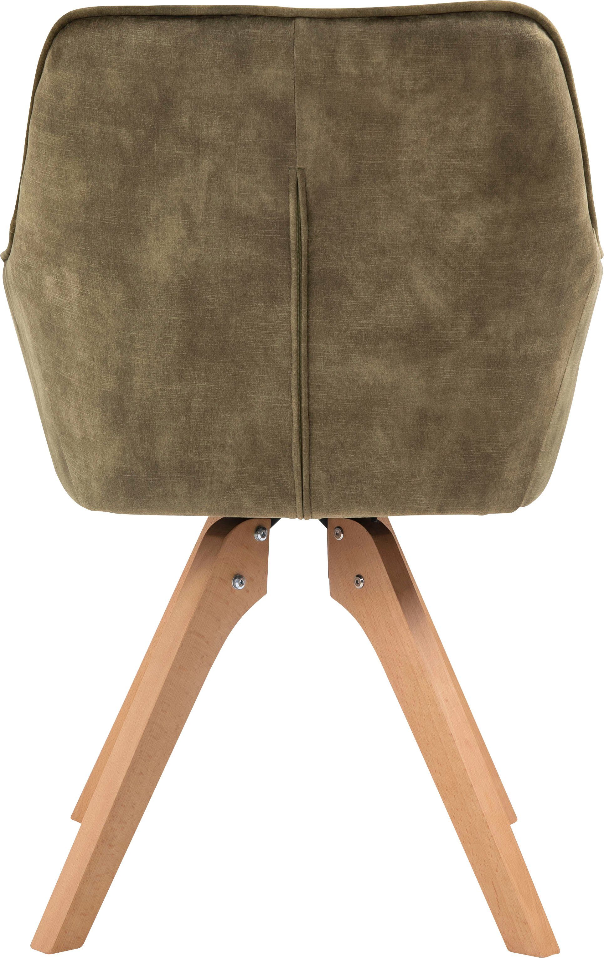 Stühle SalesFever 180° drehbar, (5-tlg), grün 180 cm, Tischbreite mit Samtverlours Essgruppe,