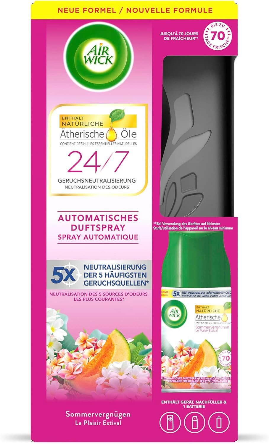 Air Wick Raumduft Freshmatic Max Sommervergnügen (Starter-Set mit Gerät und 1 Nachfüller 250ml, Batteriebetrieben)