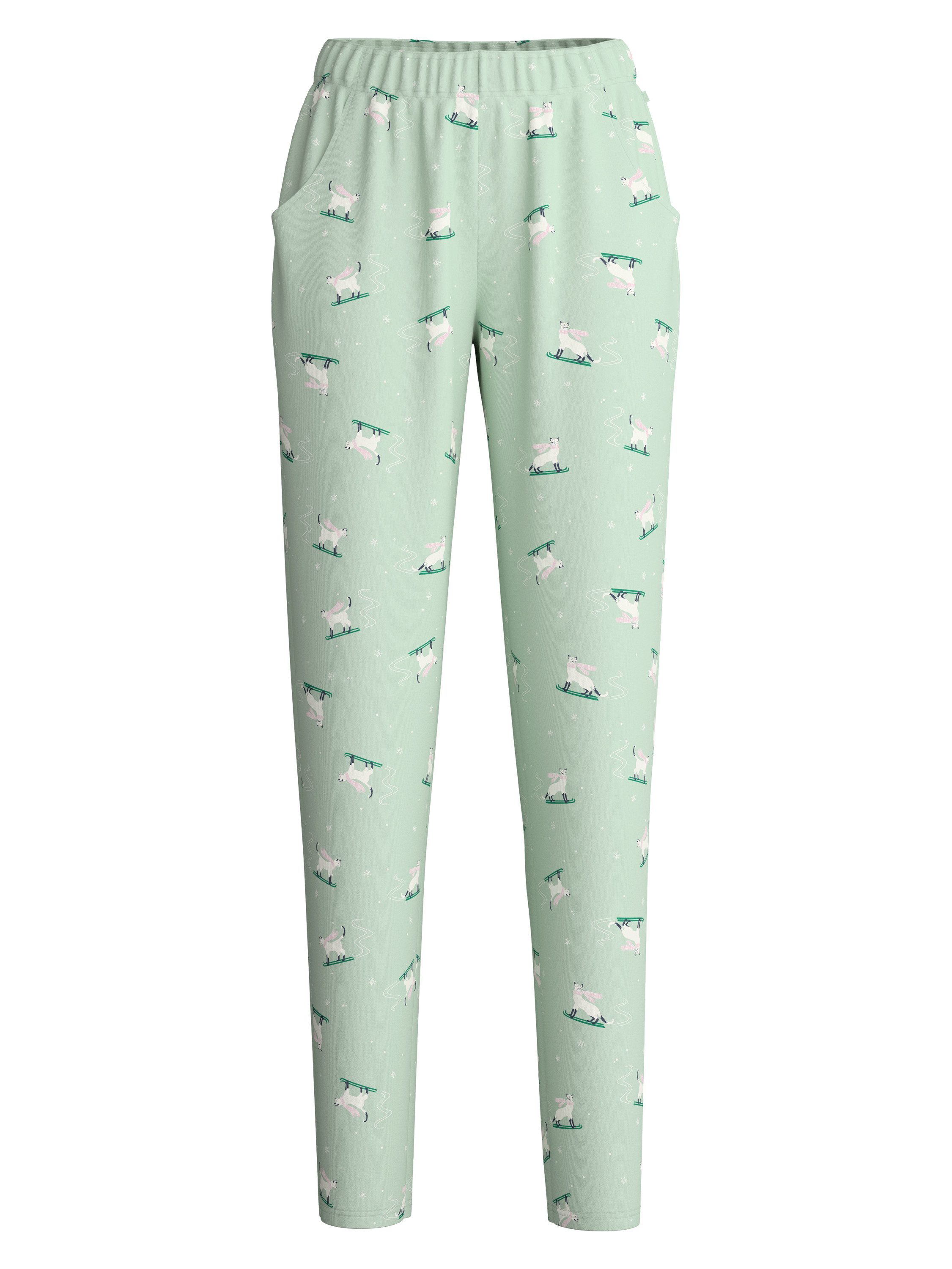 CALIDA Pyjamahose Favourites Cats Damen (1-tlg) weiche Heavy-Interlock-Qualität und angenehm wärmend