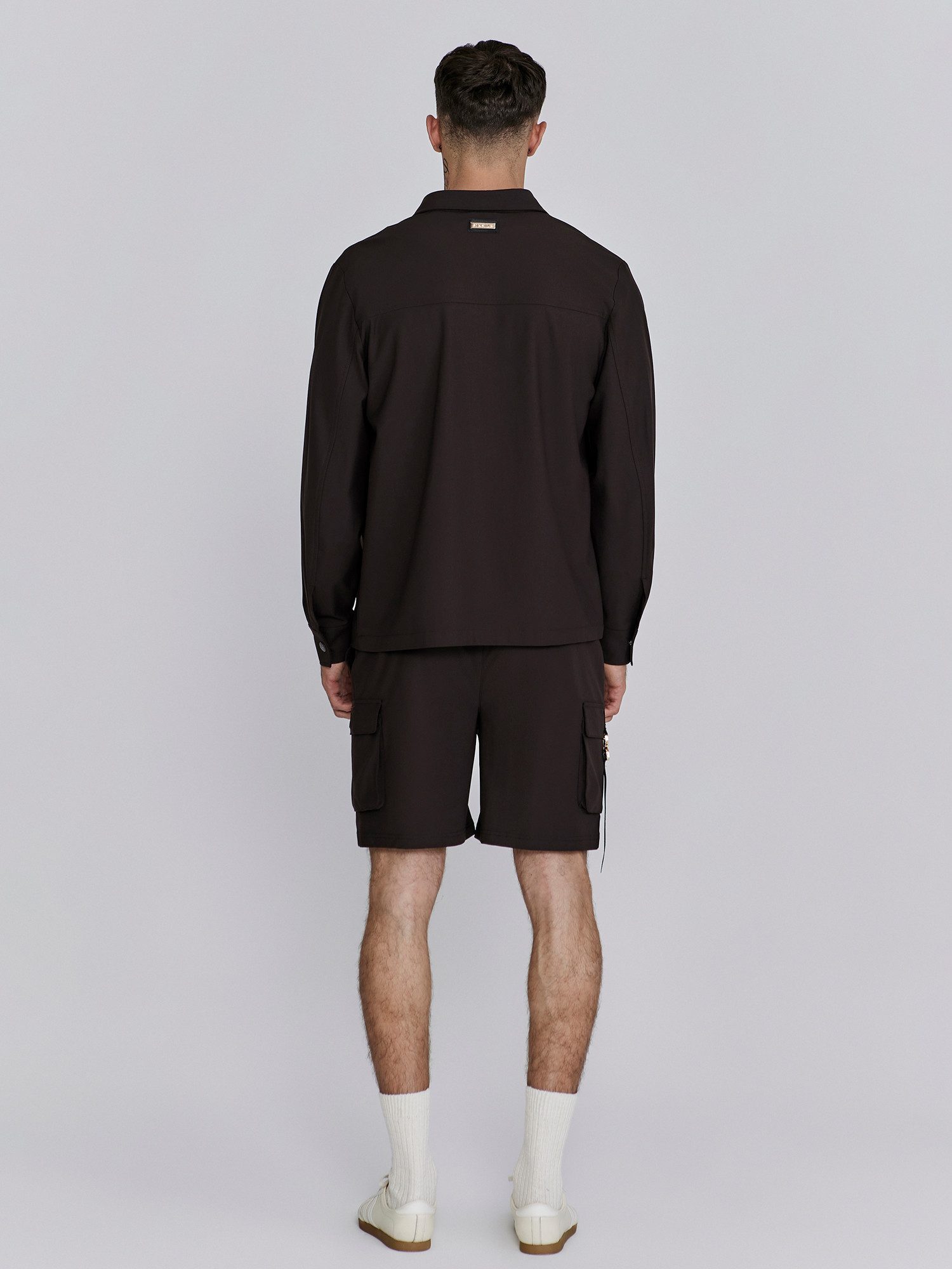 Siksilk Langarmhemd SikSilk Herren Braunes Full Zip Overshirt