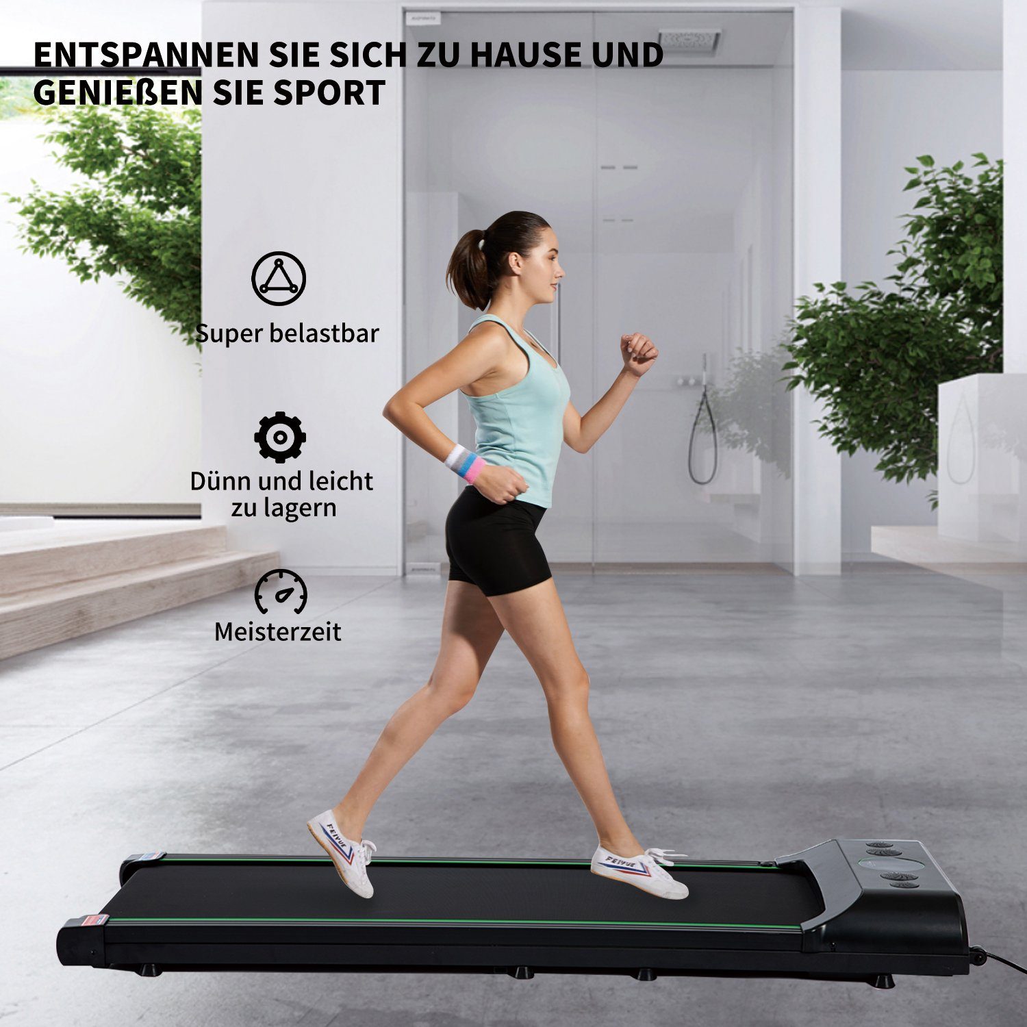 FOXSPORT Laufband Laufbänder FSZ1-401 (Walking Bluetooth, 100 Lautsprechern, smartes LED mit leiser kg km/h, Treadmill, Pad, Motor), Laufband bis Walkingband 6 bis