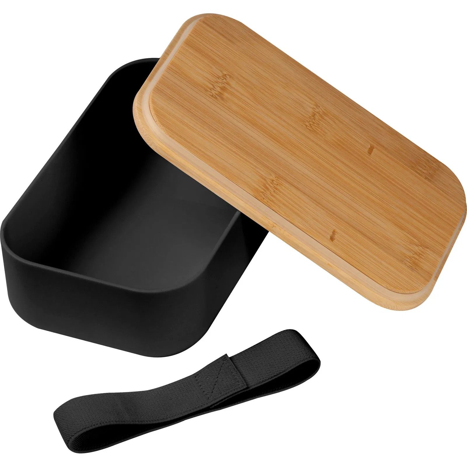 Easy Gifts Lunchbox Brotdose / Lunchbox / mit Bambusdeckel / Farbe: schwarz – Bild 2 von 5