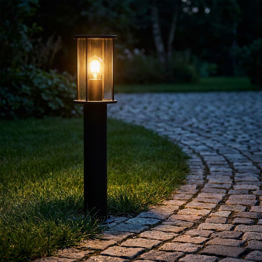 GLOBO LIGHTING LED Außen-Stehlampe, Leuchtmittel inklusive, Warmweiß, Stehlampe Gartenleuchte Terrasse wetterfest Edelstahl schwarz H 60 cm