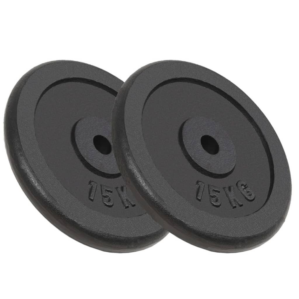 vidaXL Gewichteplatten Hantelscheiben 2 Stk. 2x15 kg Gusseisen, (1-tlg)