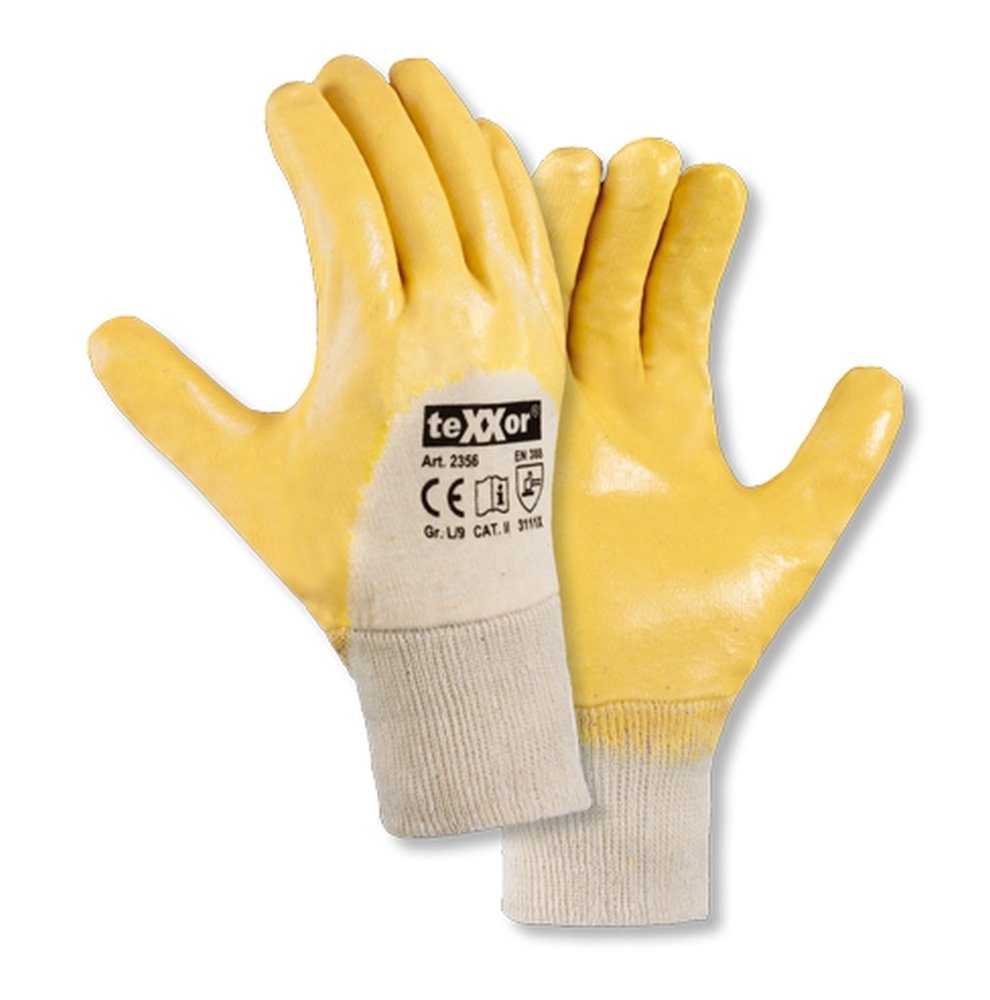 Arbeitshandschuh-Set teXXor 12 Baumwolle-Strickgewebe Nitril-Sicherheits-Handschuhe ¾ 2356 Paar teXXor Nitril-Beschichtung
