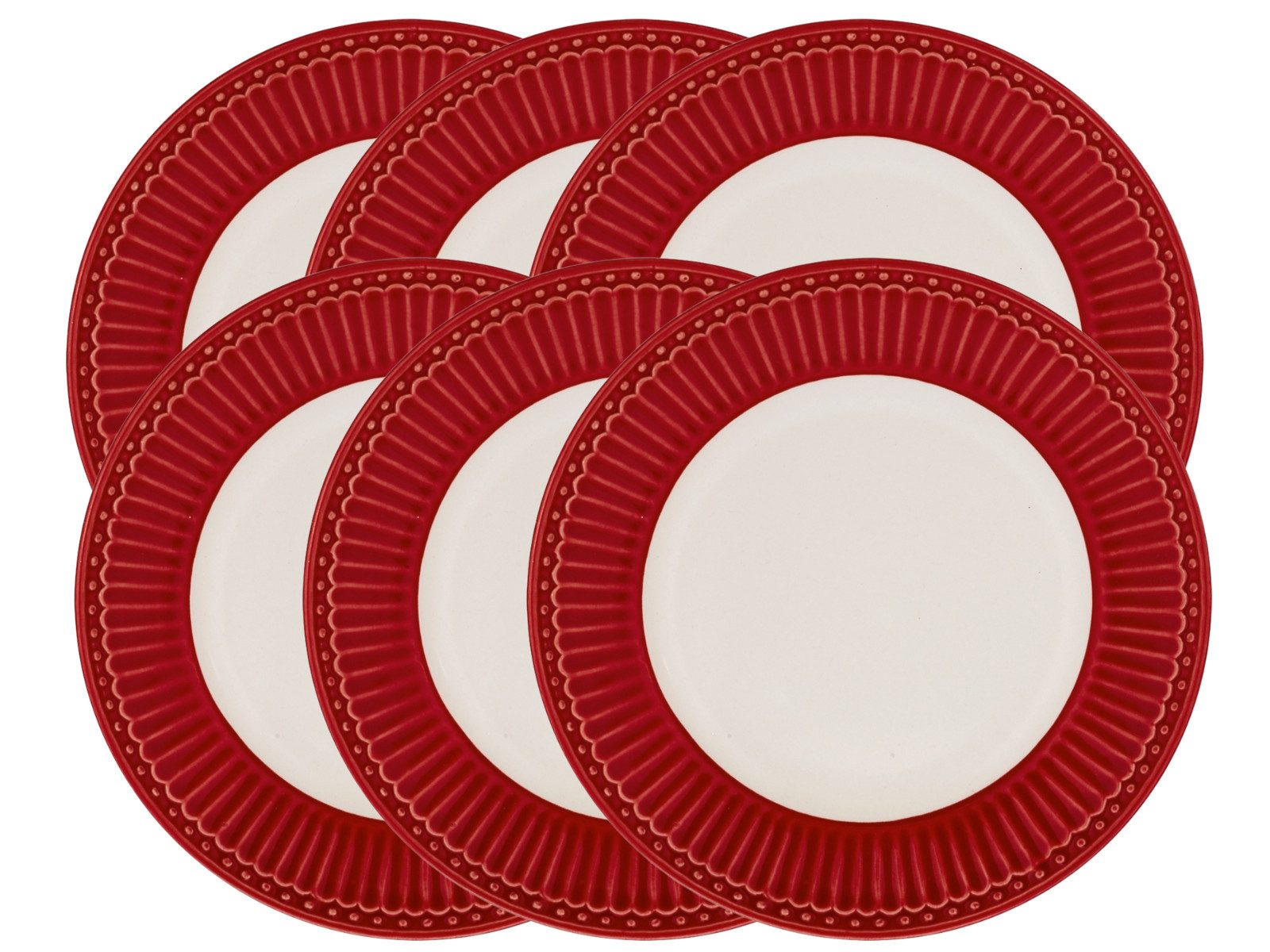 Greengate Тарелки-Set Alice Brotteller red 17,5cm Set6, Steinzeug