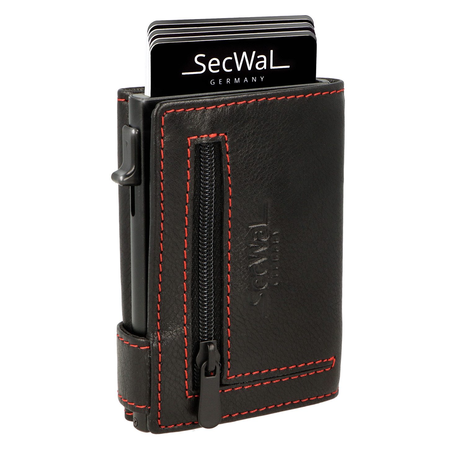 SecWal Geldbörse, Kartenetui mit Münzfach Reißverschluß, Slim Wallet, RFID Schutz, Geldbeutel klein, für Herren und Damen