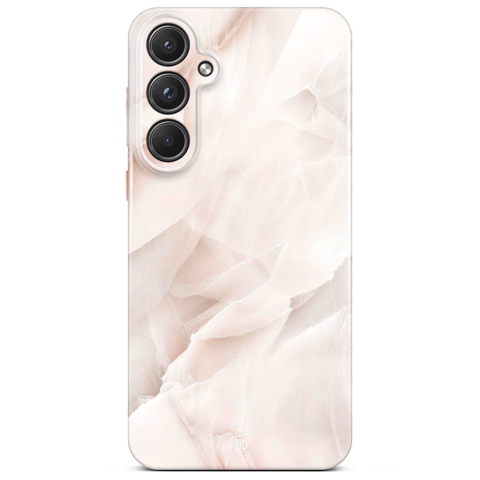 ONEFLOW Handyhülle für Samsung Galaxy A55 5G Hülle Marmor Bliss Cover Creme Rosa 6,5 Zoll, Handy Schutz Backcover Handytasche Case Schutzhülle mit Kameraschutz
