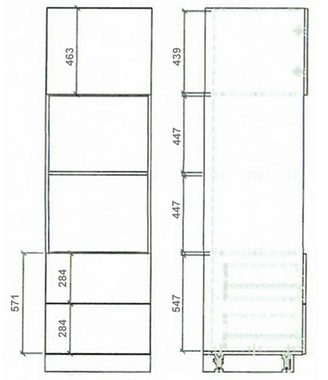 Feldmann-Wohnen Küchenzeile Carini, 406x60x207cm weiß Front weiß Hochglanz - Hickory Natur