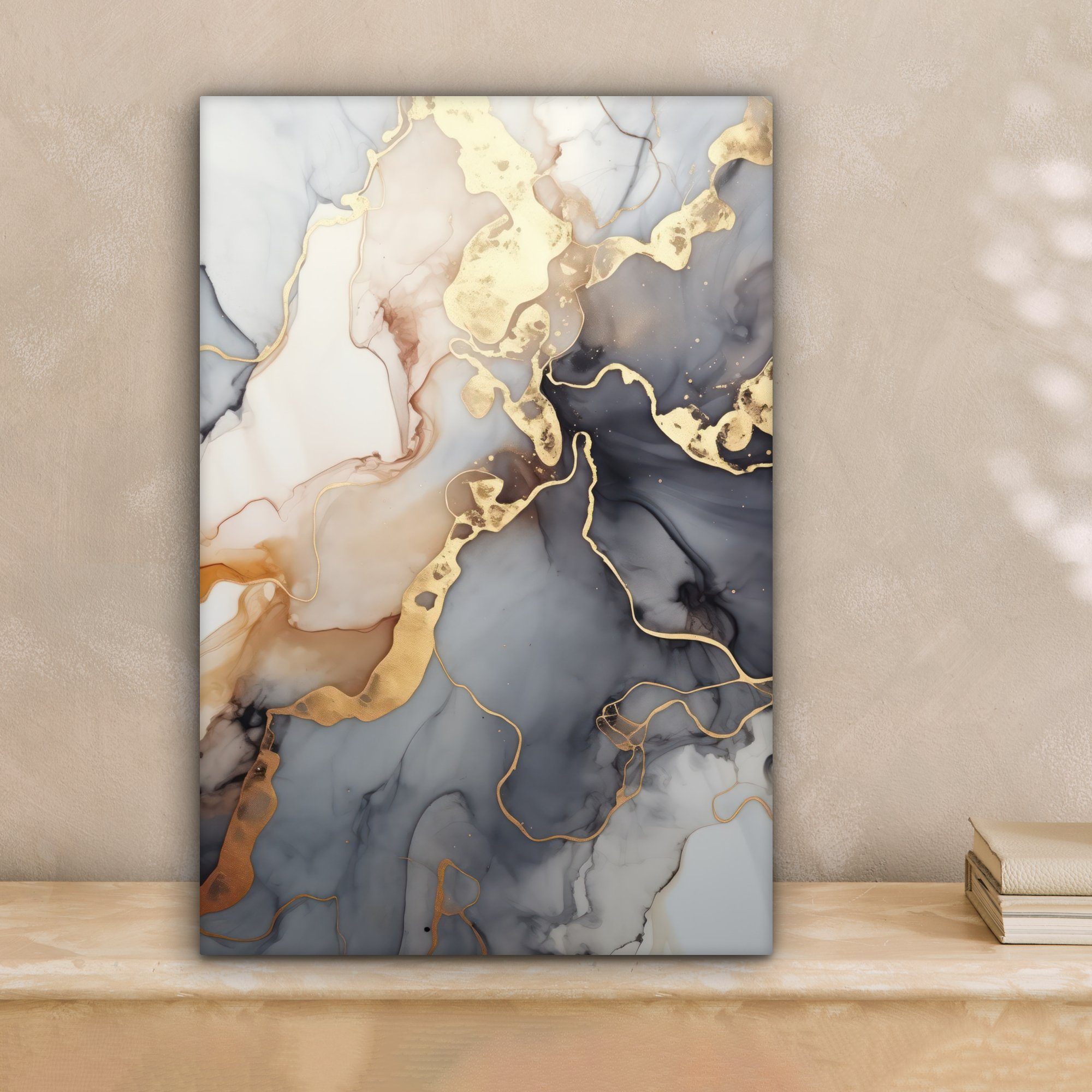 OneMillionCanvasses® Leinwandbild Marmor - Schwarz - Gold - Weiß, Fotodruck günstig online kaufen