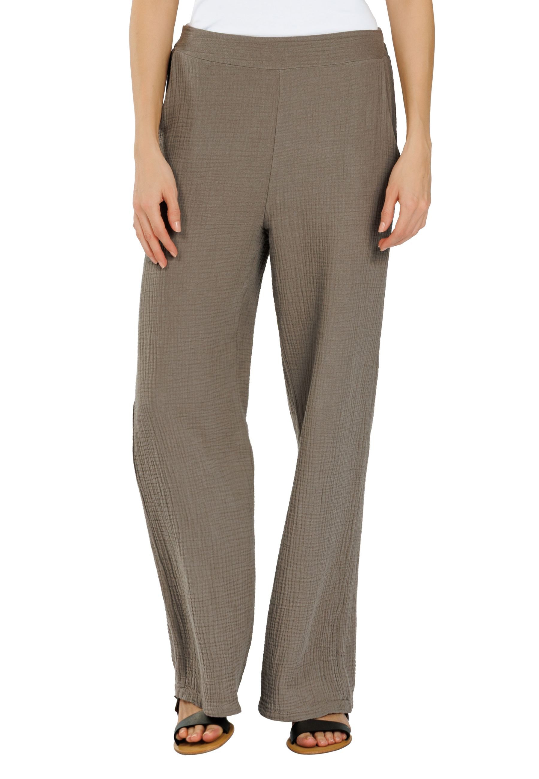 Stoffhose Damen Musselin Hose 100% Baumwolle Sommerhose Made in Italy - KHS055