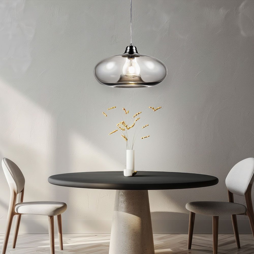 NOWA LED-Hängeleuchte, Leuchtmittel inklusive, Warmweiß, Pendellampe Hängelampe Esstischlampe Rauchglas Wohnzimmerlampe LED