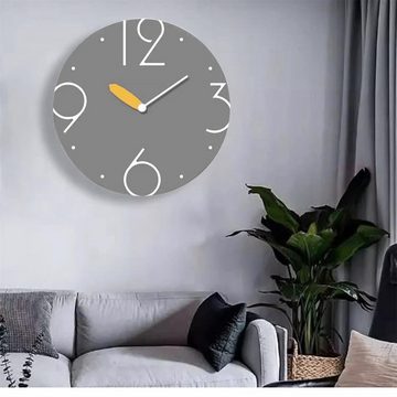 DOPWii Wanduhr Moderne Wanduhr, Minimalistische Uhr, 10″/13″/15″, Grau
