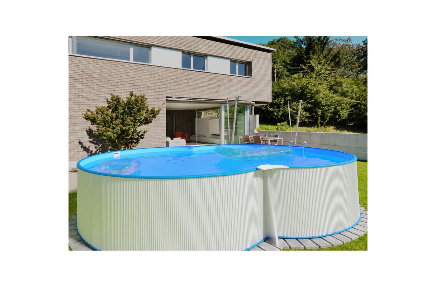 Thumbnail - Planet Pool Achtformpool Stahlwandpool achtform 470x300x120 cm, Stahl 0,4 m (Einzelbecken), verzinkte Stahlwand