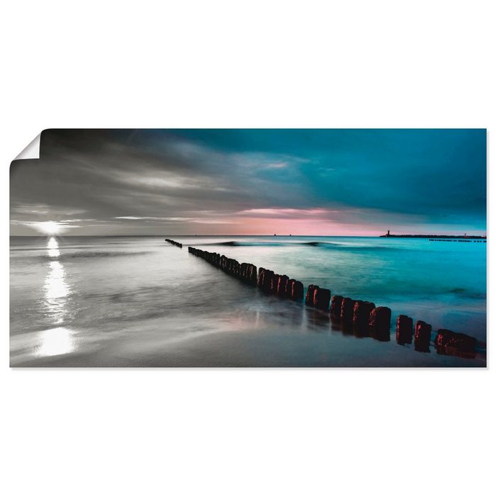 Artland Wandbild Ostsee mit Sonnenaufgang s/w Gewässer (1 St) als Leinwandbild Wandaufkleber oder Poster in versch. Größen