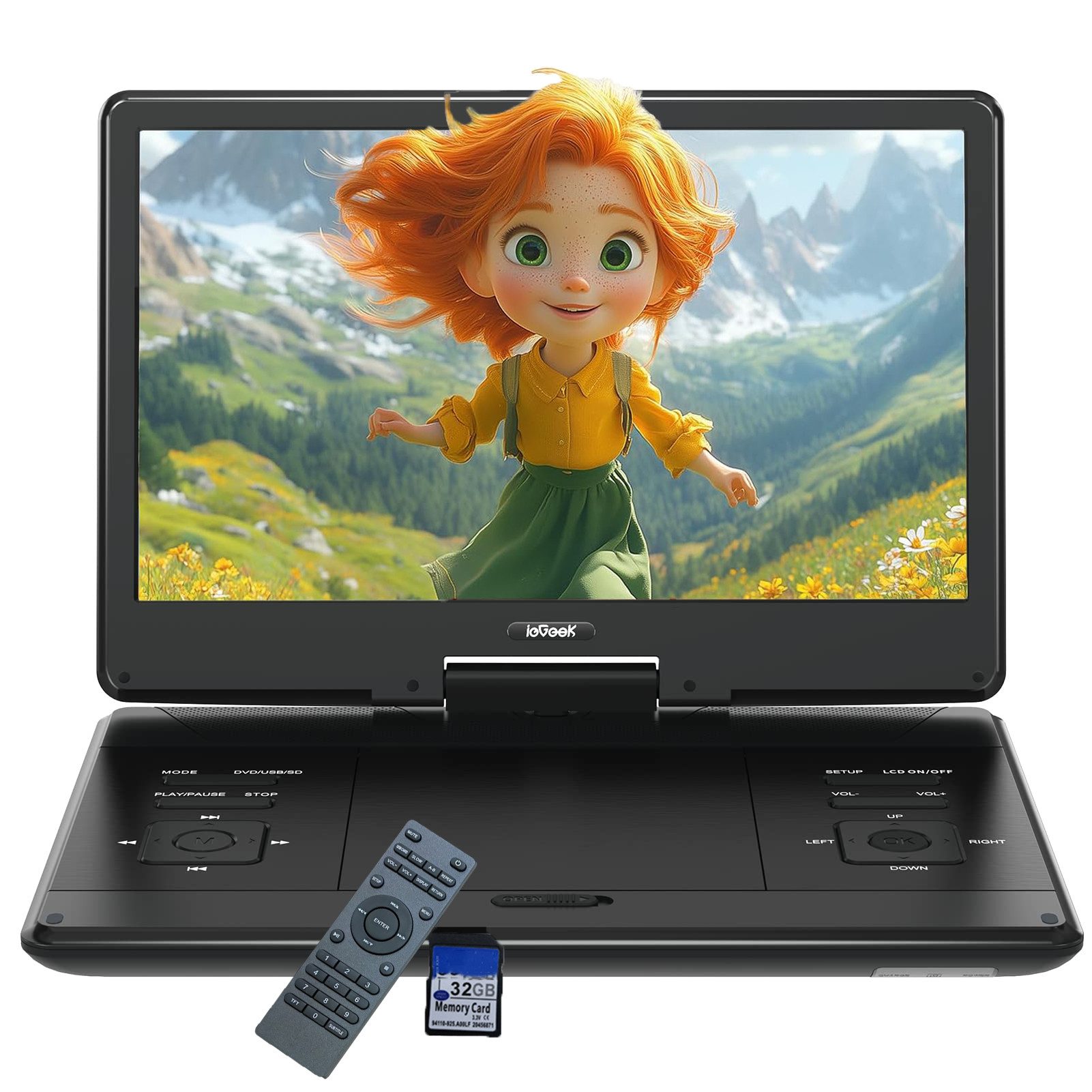 15,7" Tragbarer DVD-Player für Kinder im Auto 14" Schwenk Bildschirm Portabler DVD-Player