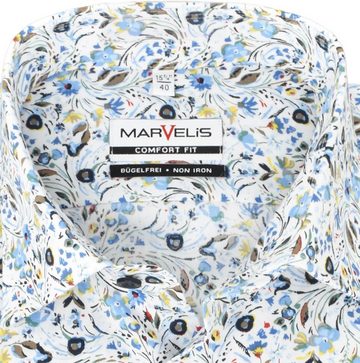MARVELIS Businesshemd Businesshemd - Comfort Fit - Langarm - Muster - Bunt Allover-Print