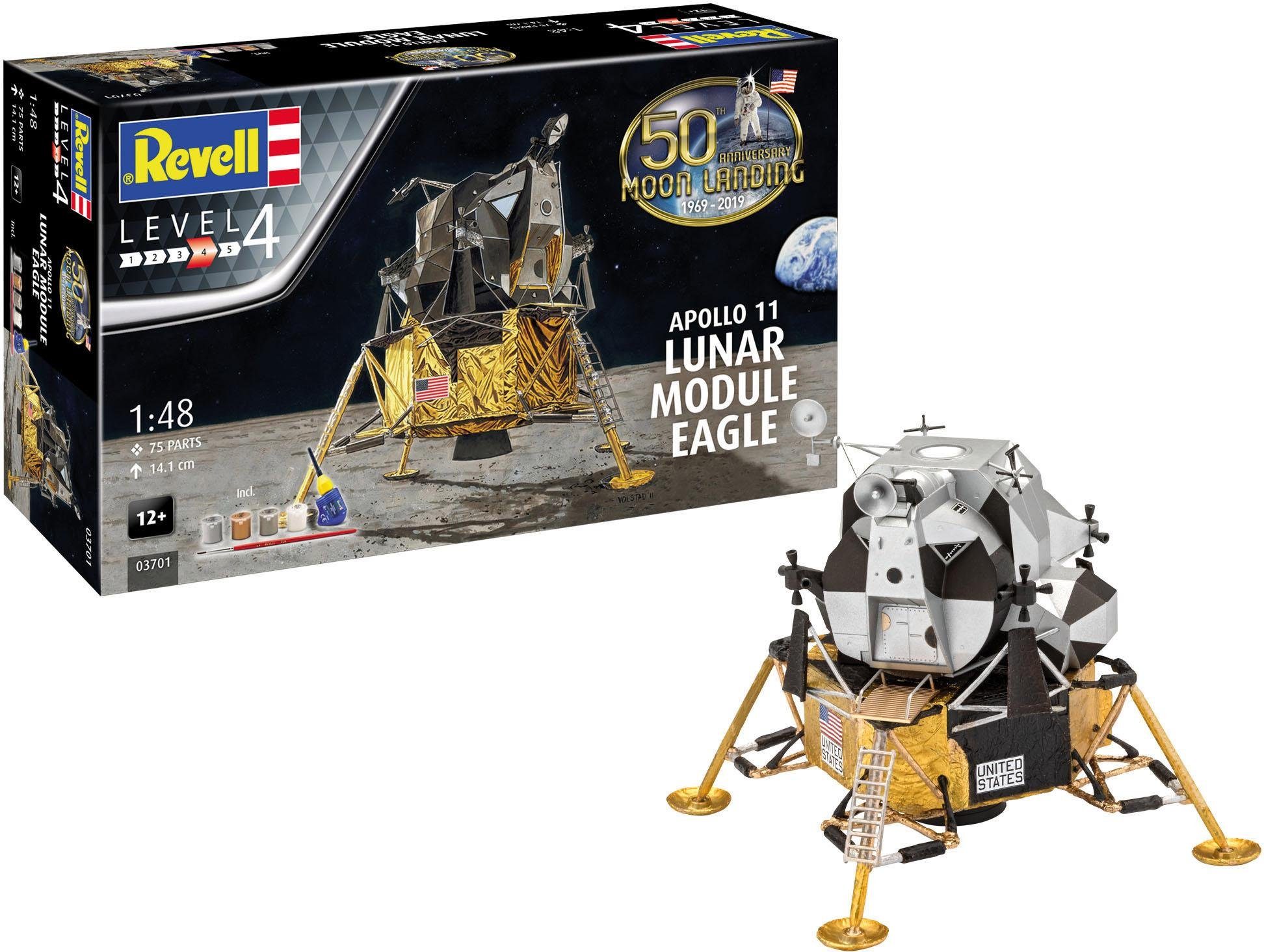 Revell® Modellbausatz Apollo 11 Lunar Module Eagle, Maßstab 1:48, Jubiläumsset mit Basis-Zubehör