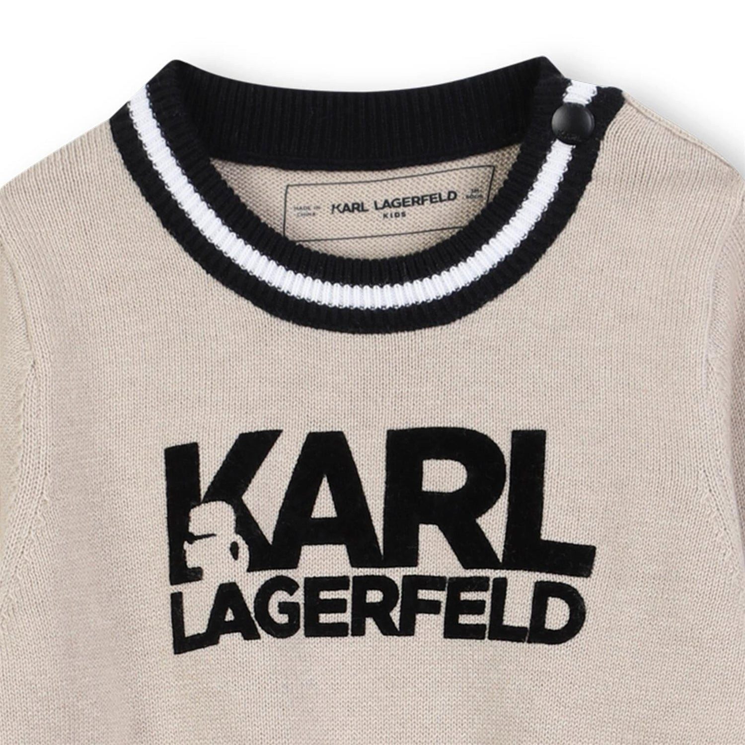 KARL LAGERFELD Strampler KARL LAGERFELD KIDS Strick-Jumpsuit hellbeige
