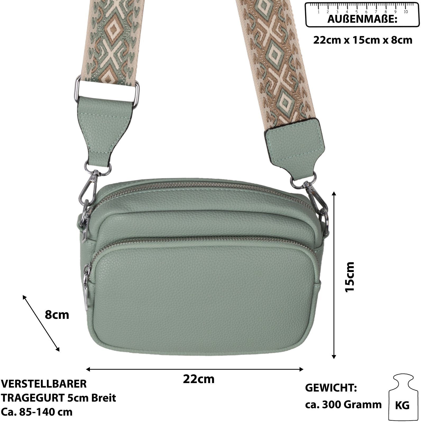 Bauchtasche Crossbody-Bag Schultertasche, L.GREEN Hüfttasche Italy-D, Umhängetasche Umhängetasche als EAAKIE Gürteltasche tragbar Kunstleder CrossOver,