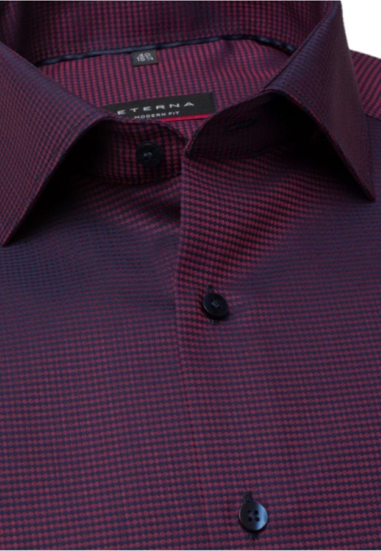 Eterna Langarmhemd strukturiertes Hemd modern fit bordeaux