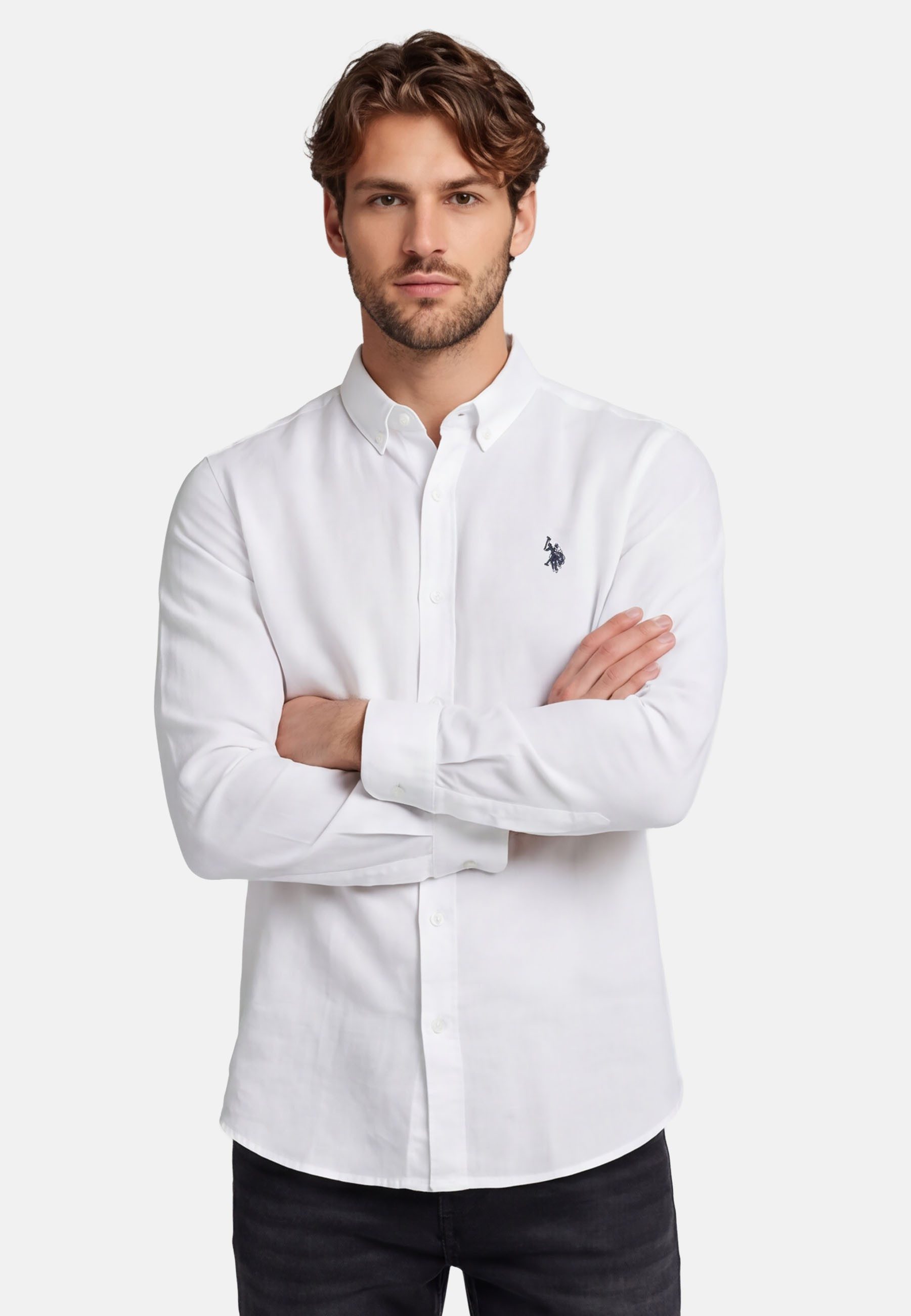 U.S. Polo Assn. Leinenhemd USBlaake Herren Leinenhemd – Sommerhemd luftig mit Button-Down-Kragen Leichtes Hemd aus Leinenmix mit Knopfleiste