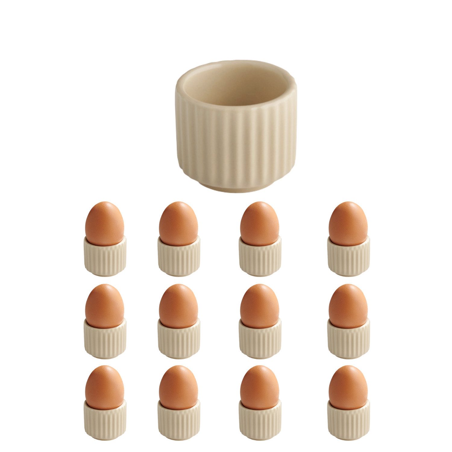 APS Schale THE GRID, Porzellan, (Set, 12-tlg), Porzellan, Farbe sand, stapelbar