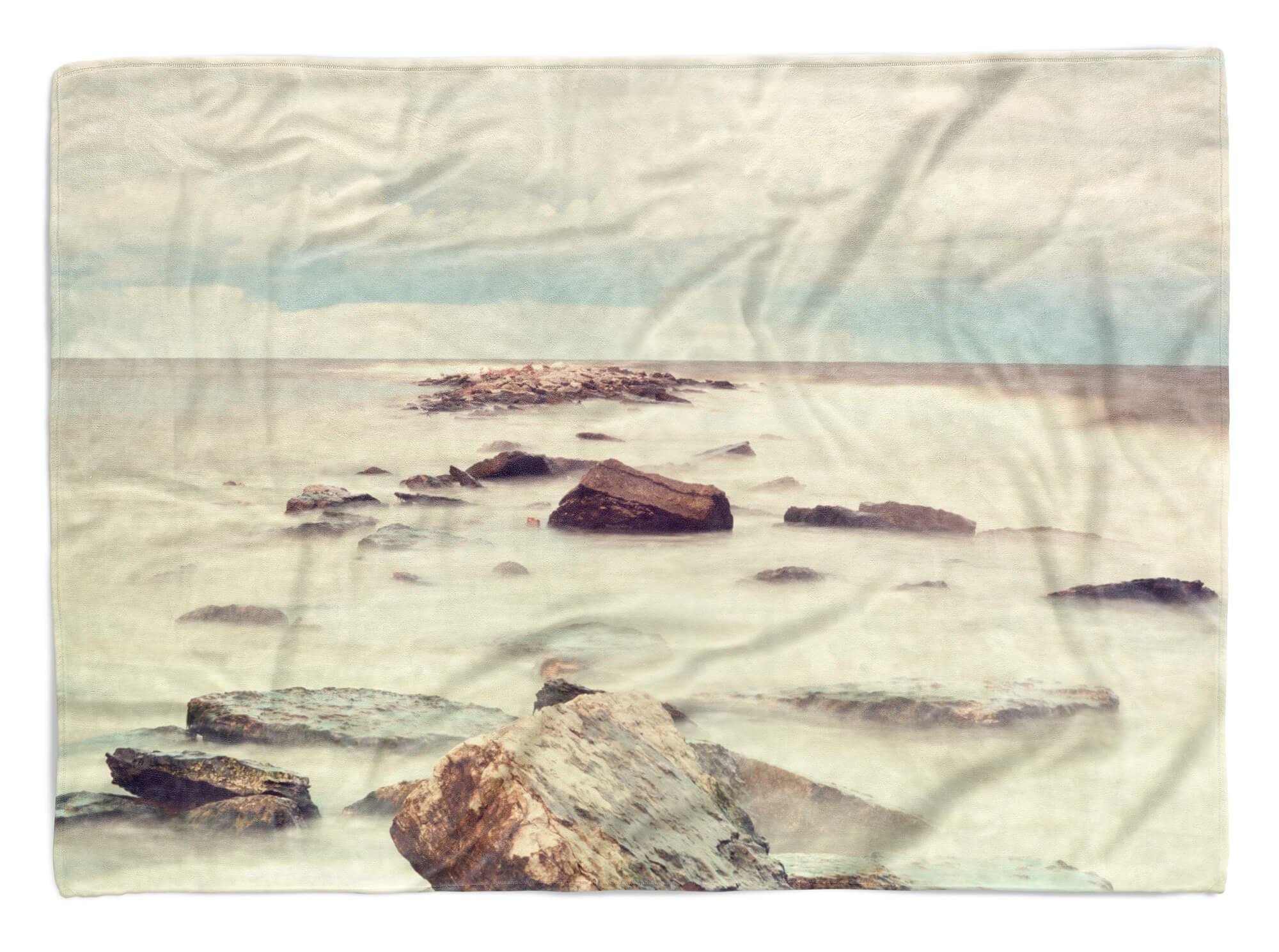 Sinus Art Handtücher Handtuch Strandhandtuch Saunatuch Kuscheldecke mit Fotomotiv Meer Felsen Kunstv, Baumwolle-Polyester-Mix (1-St), Handtuch